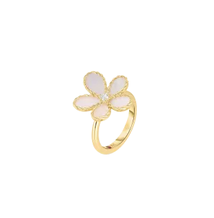 Roberto Coin Yellow Gold Flower Mother-of-Pearl and Diamond Ring