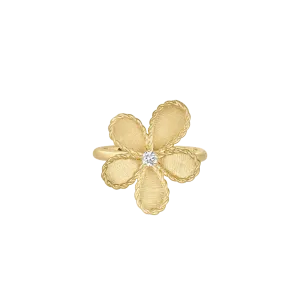 Roberto Coin Yellow Gold Flower Ring with Diamonds