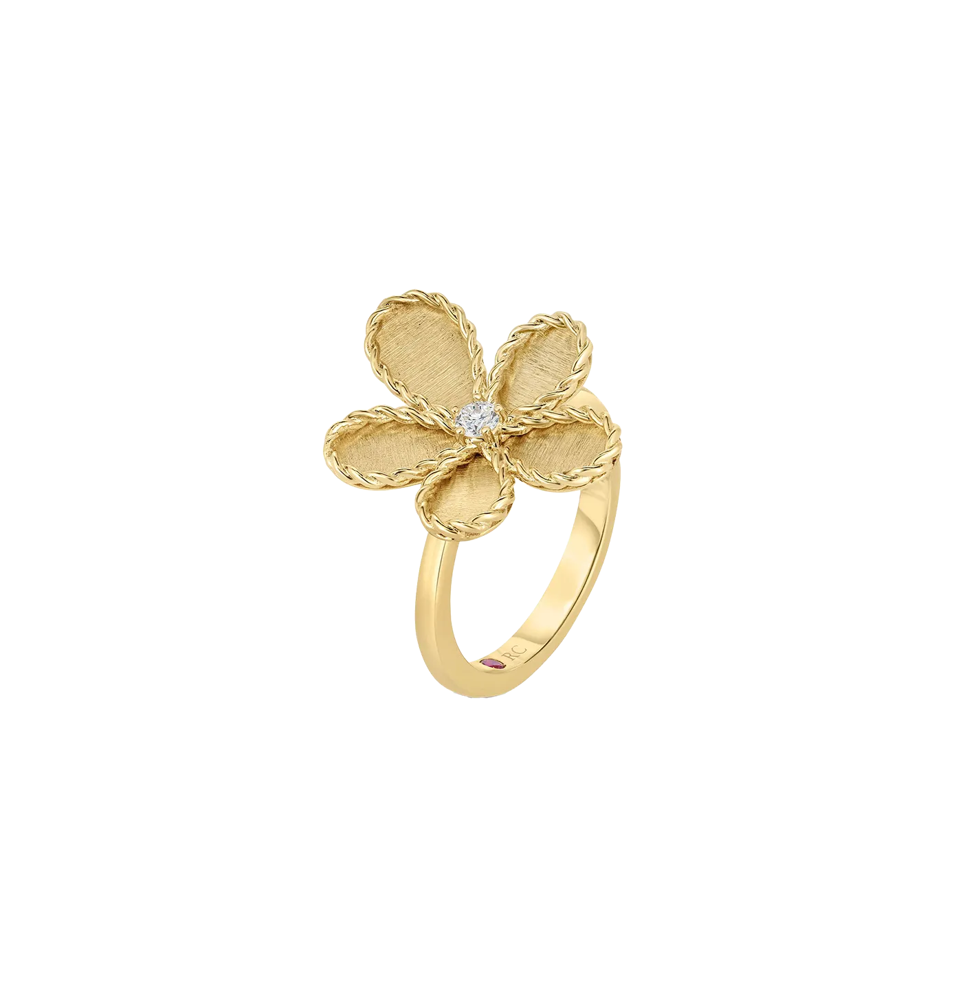 Roberto Coin Yellow Gold Flower Ring with Diamonds