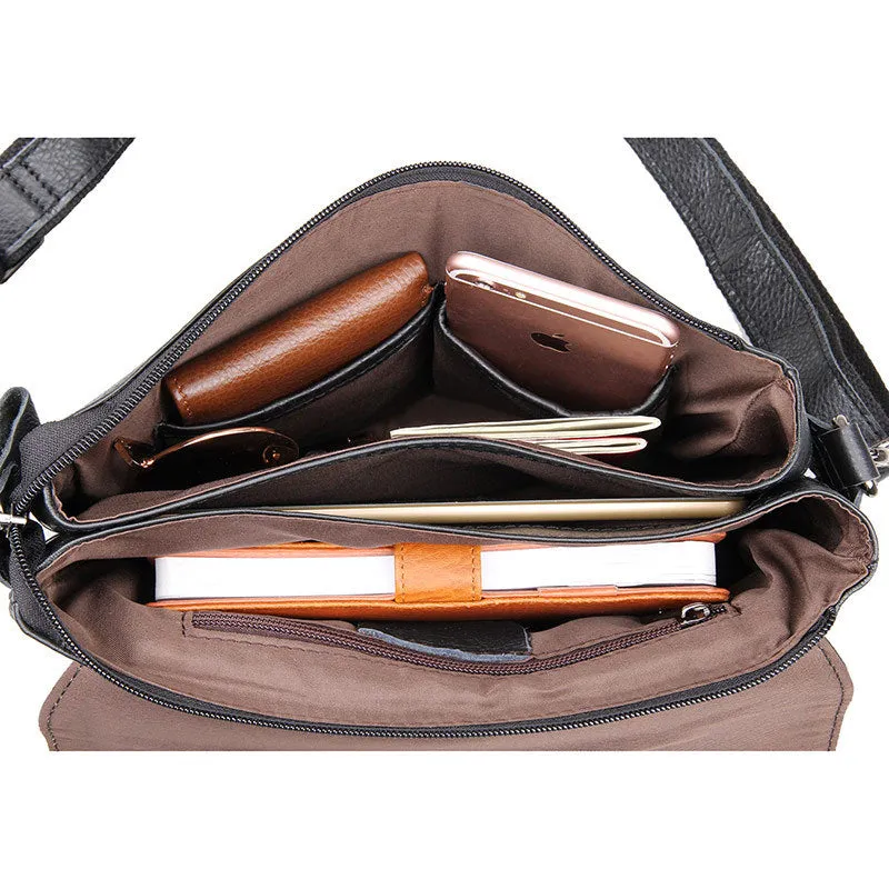 Rockcow Top Grain Leather Messenger Bags Women's Black Leather Shoulder Bag Clutch Bag C003A