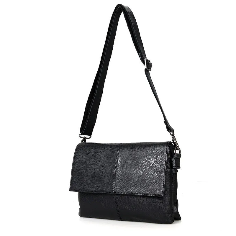 Rockcow Top Grain Leather Messenger Bags Women's Black Leather Shoulder Bag Clutch Bag C003A