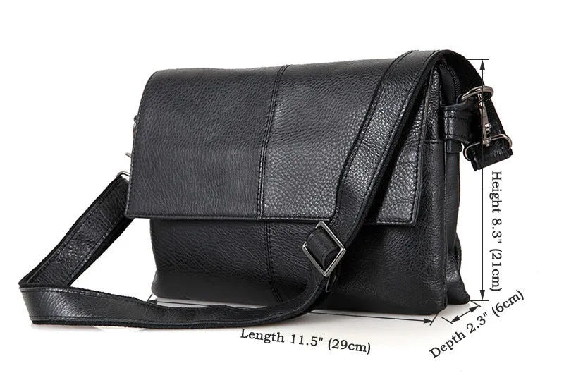 Rockcow Top Grain Leather Messenger Bags Women's Black Leather Shoulder Bag Clutch Bag C003A
