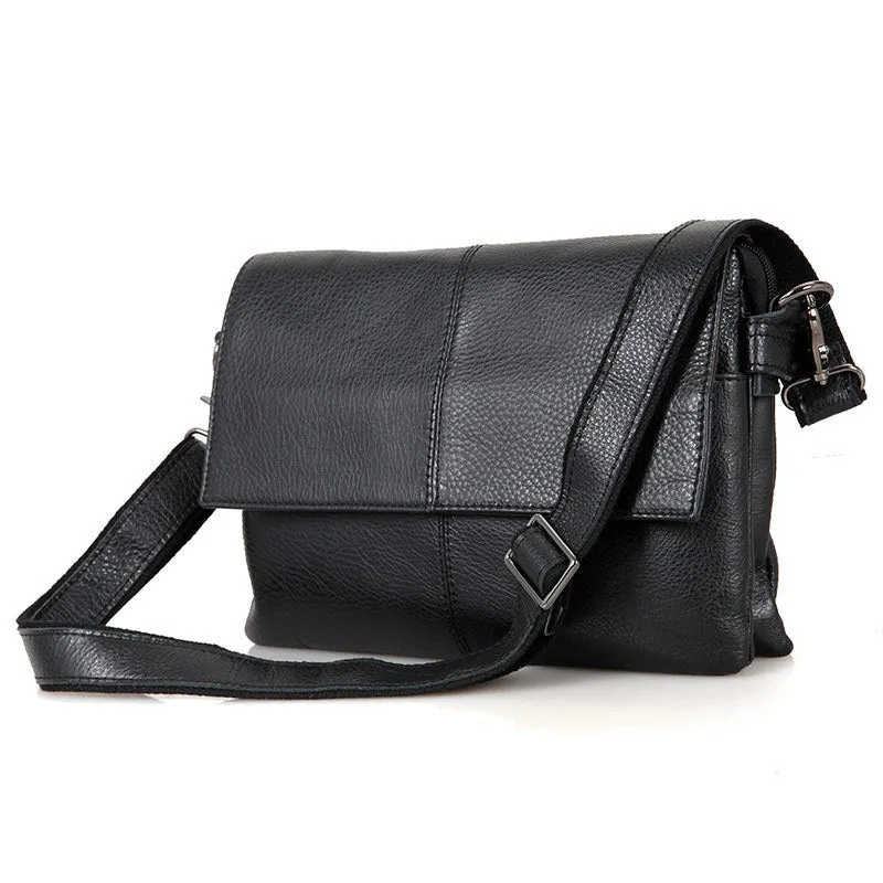 Rockcow Top Grain Leather Messenger Bags Women's Black Leather Shoulder Bag Clutch Bag C003A