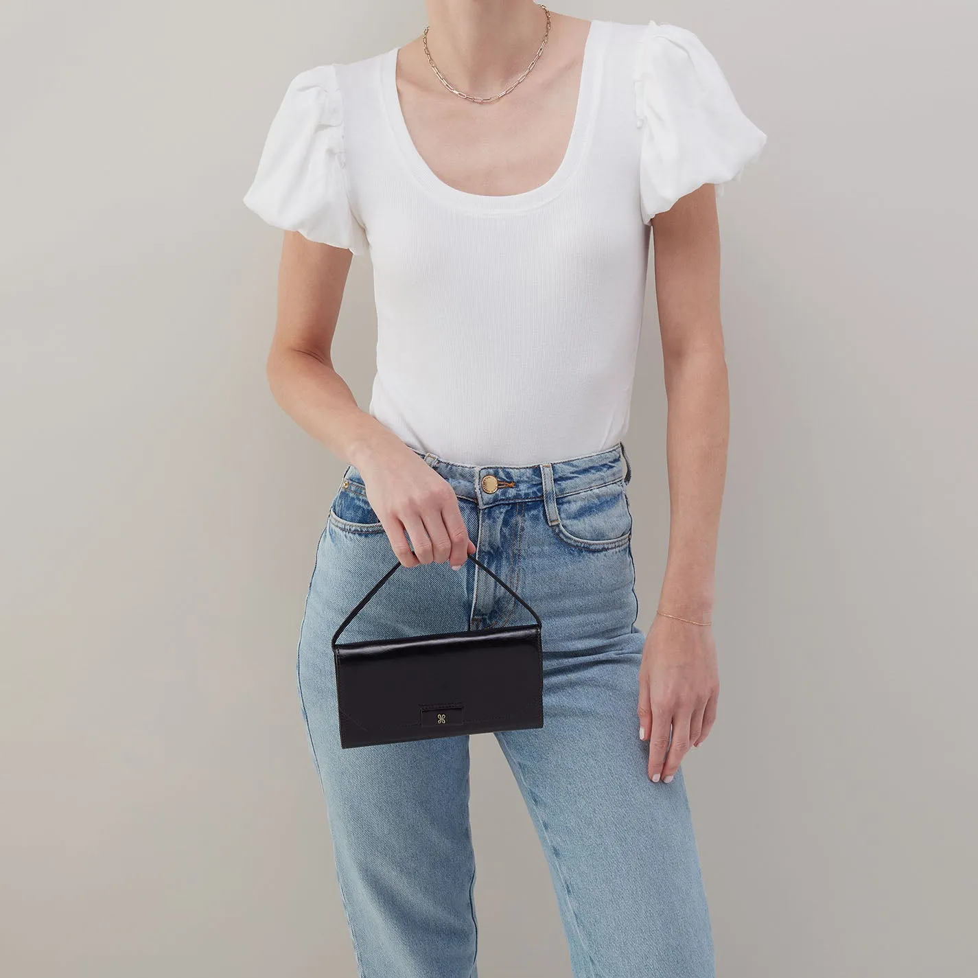 Romy Wallet Crossbody In Polished Leather - Black