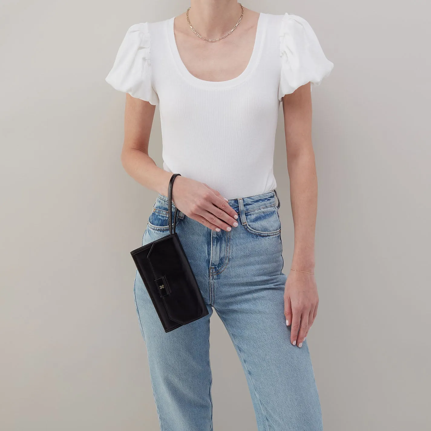 Romy Wallet Crossbody In Polished Leather - Black