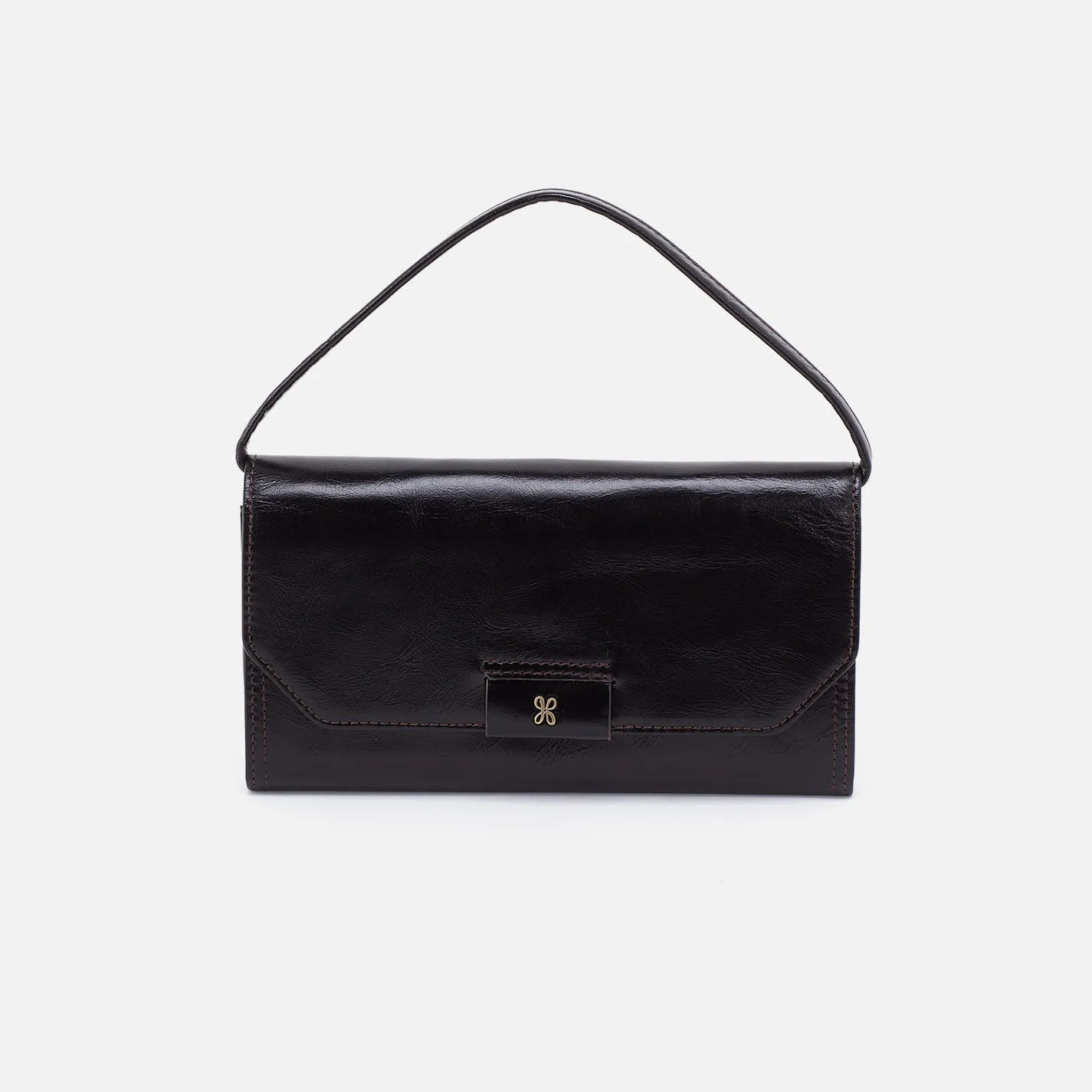 Romy Wallet Crossbody In Polished Leather - Black