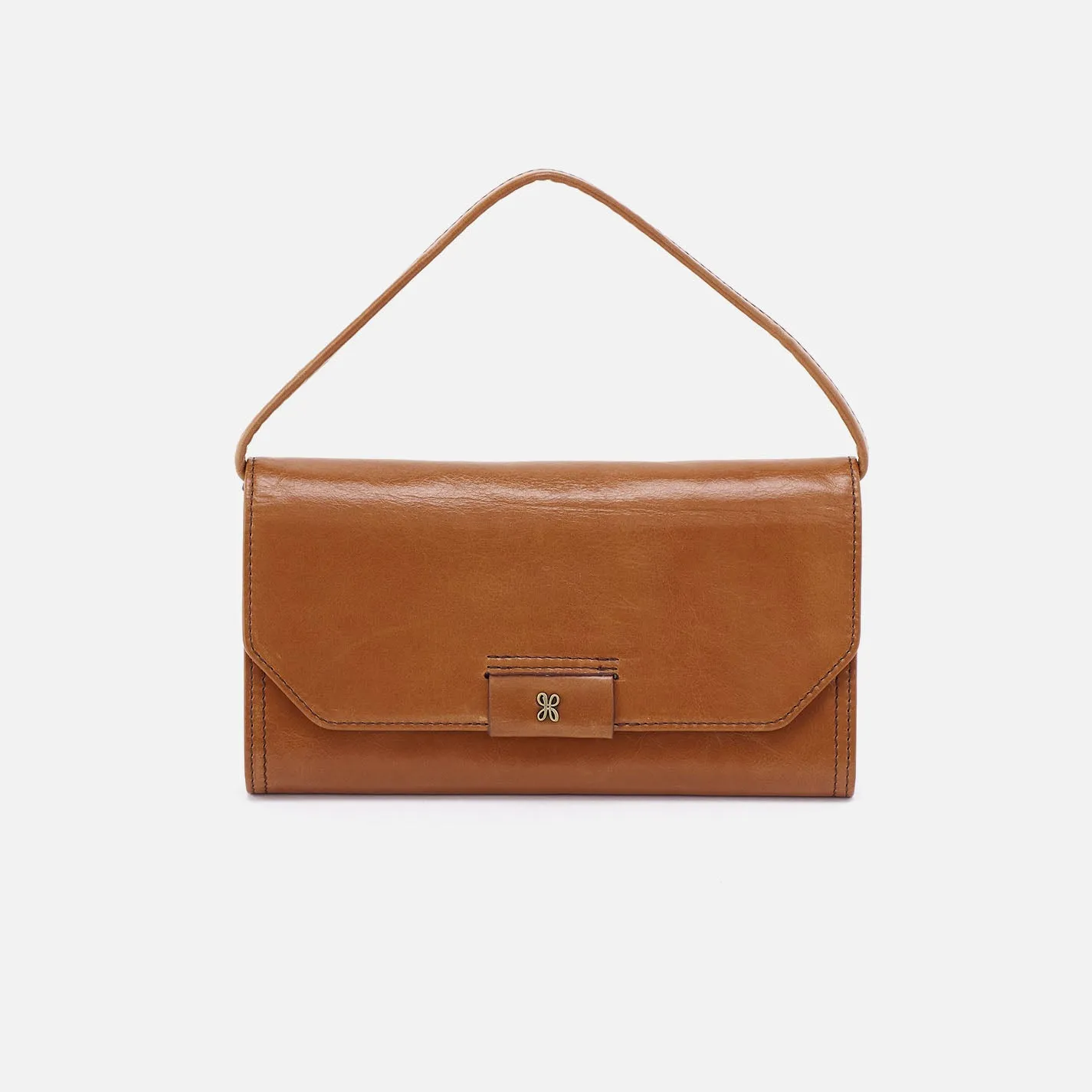 Romy Wallet Crossbody In Polished Leather - Truffle