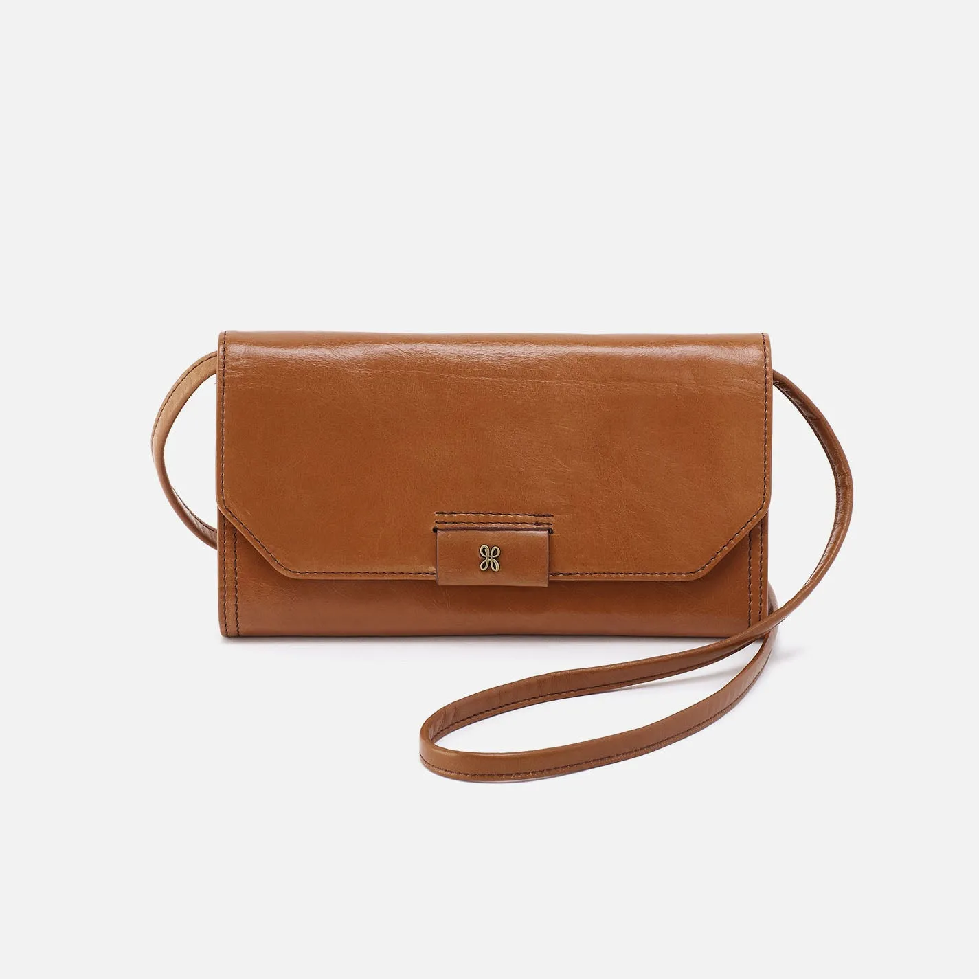 Romy Wallet Crossbody In Polished Leather - Truffle