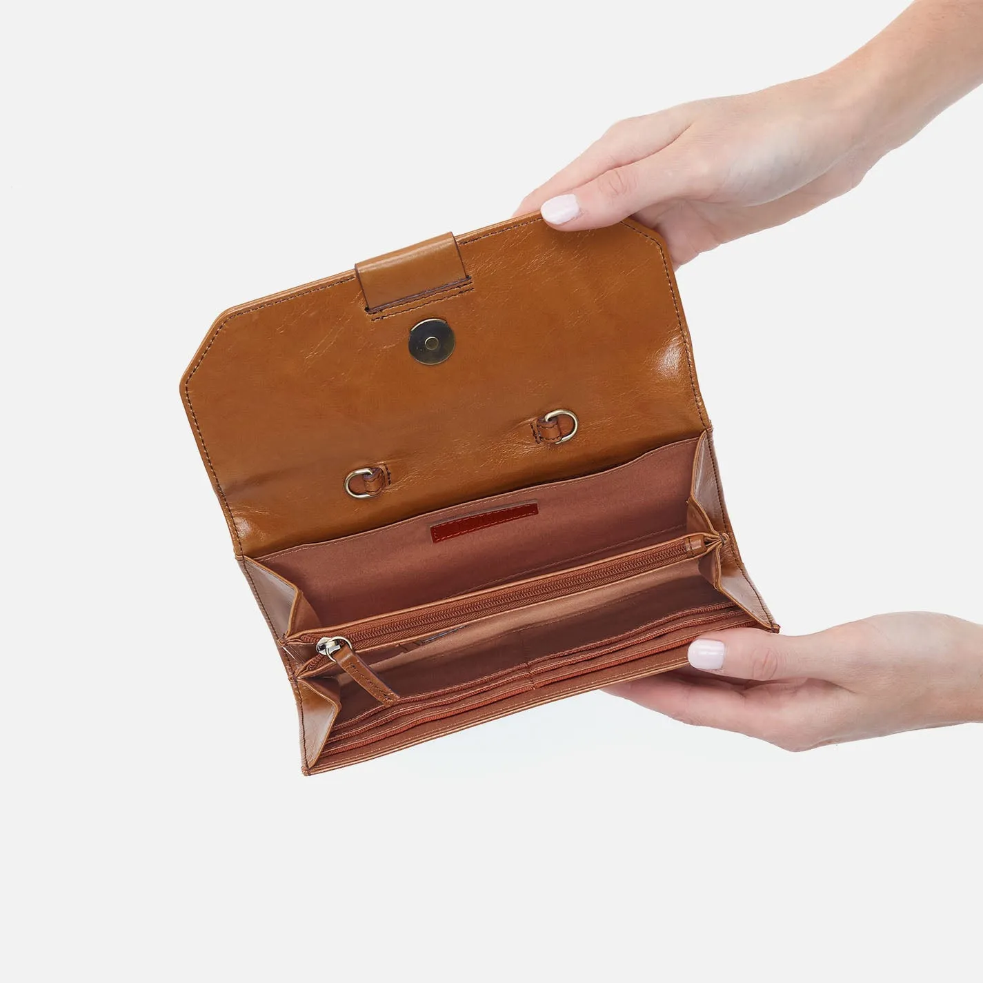 Romy Wallet Crossbody In Polished Leather - Truffle