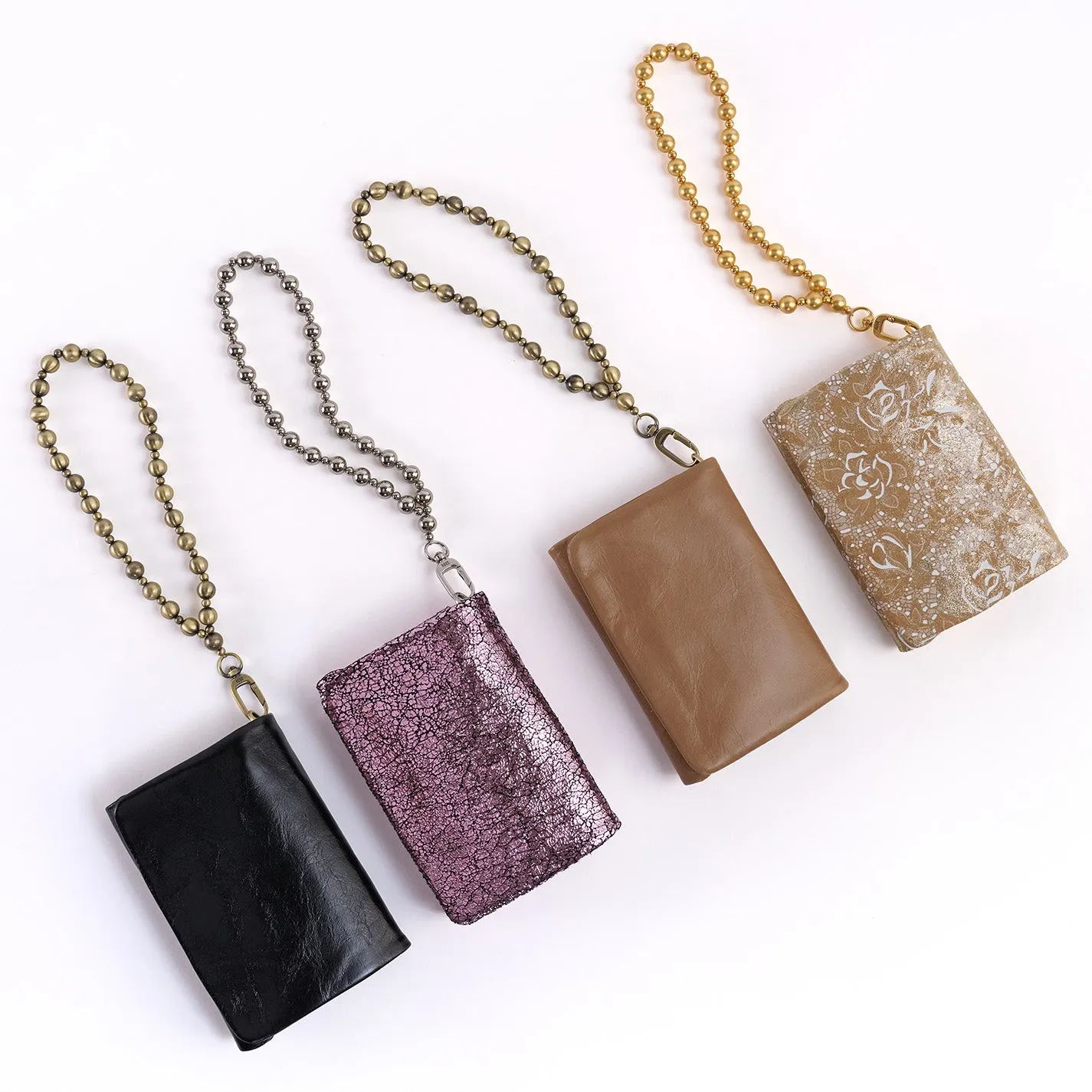 Ross Bead Wristlet In Printed Leather - Gilded Petals