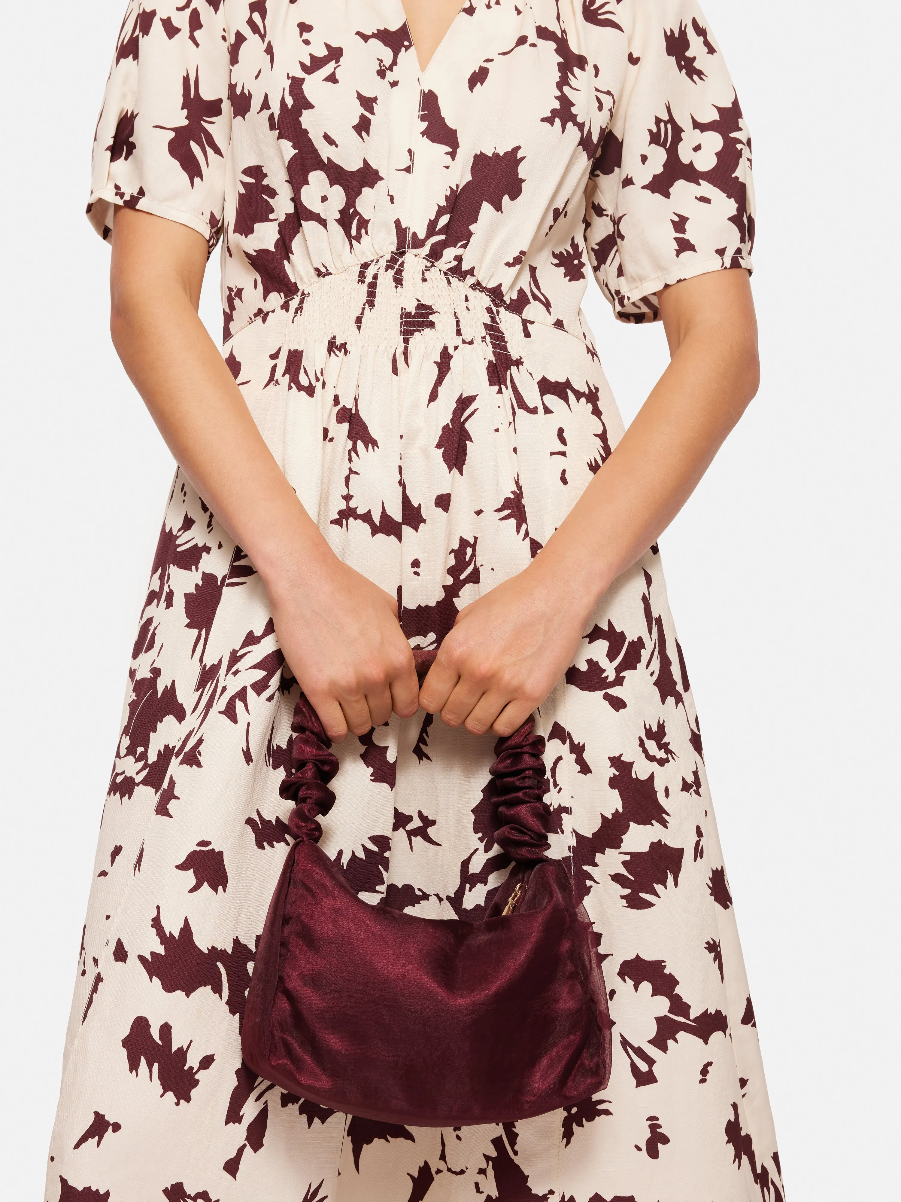 Ruched Organza Mini Bag | Burgundy