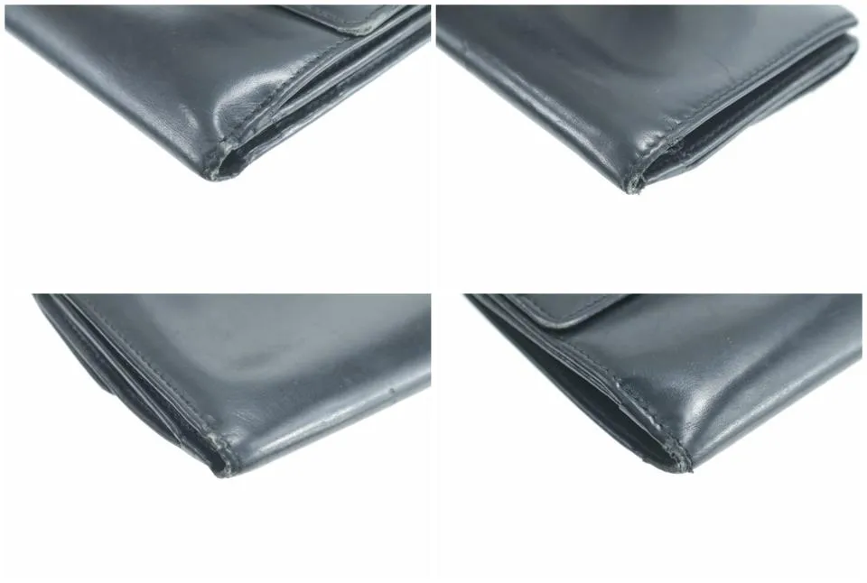 Salvatore Ferragamo Black Leather Gancini Logo Compact Wallet 16FK0113
