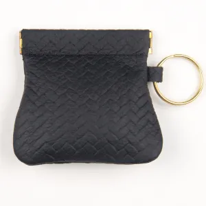 SC03-BK - Squeeze Coin Purse- Black Basket Weave
