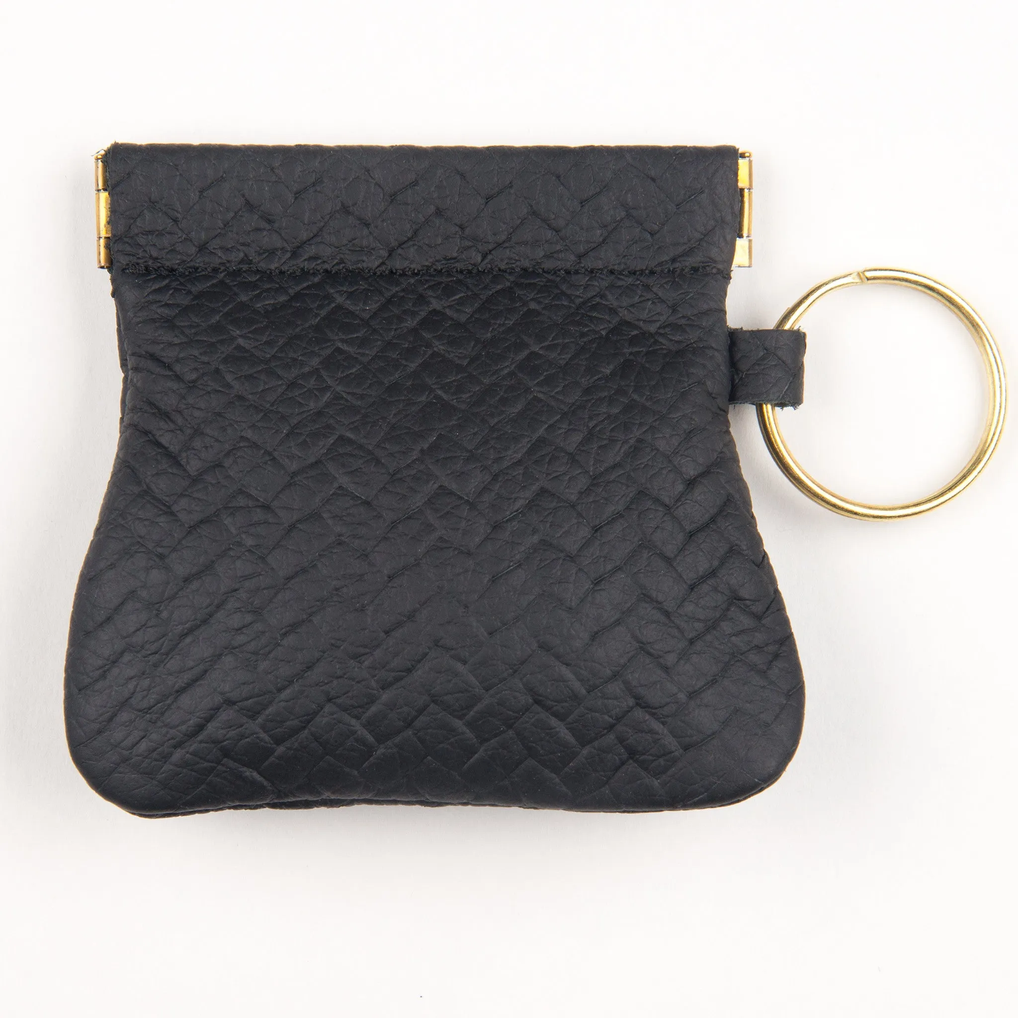 SC03-BK - Squeeze Coin Purse- Black Basket Weave