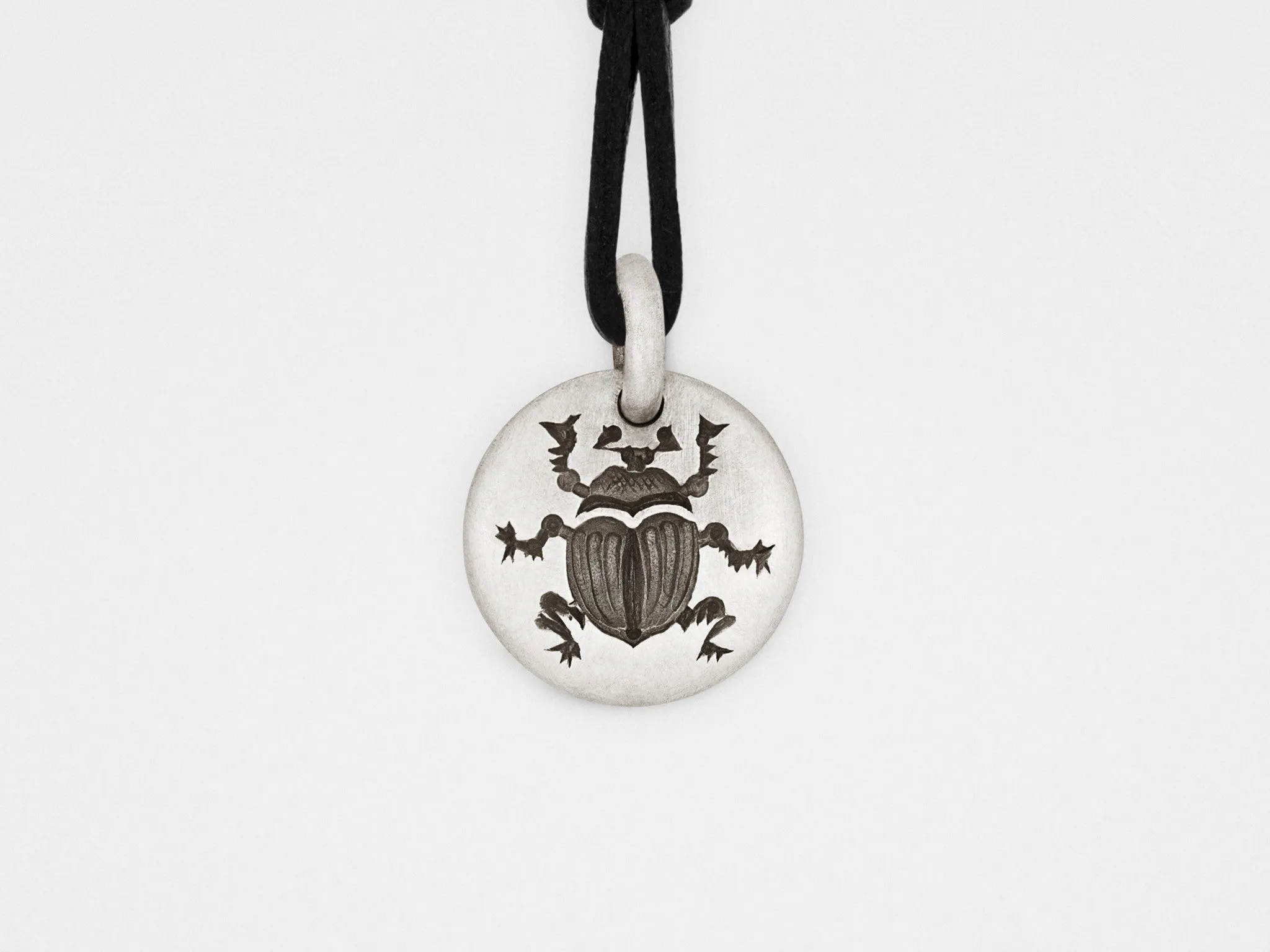 Scarab Beetle Charm Pendant in Sterling Silver