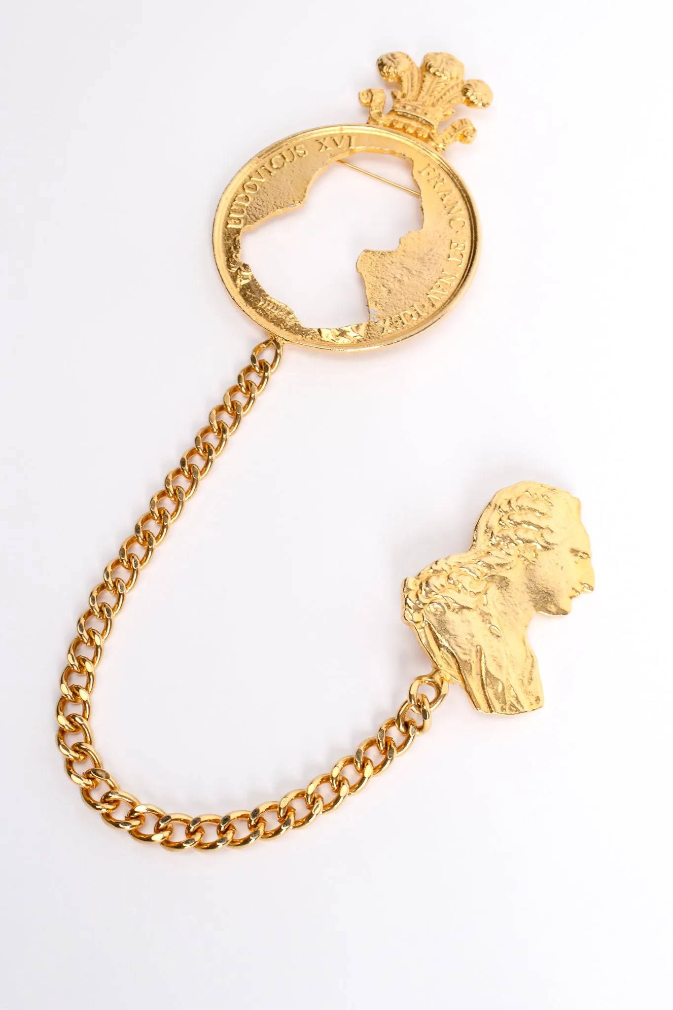 Silhouette Coin Cutout Chain Brooch