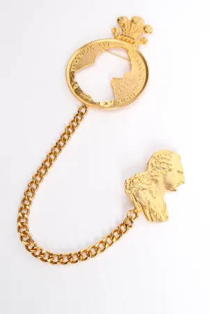 Silhouette Coin Cutout Chain Brooch