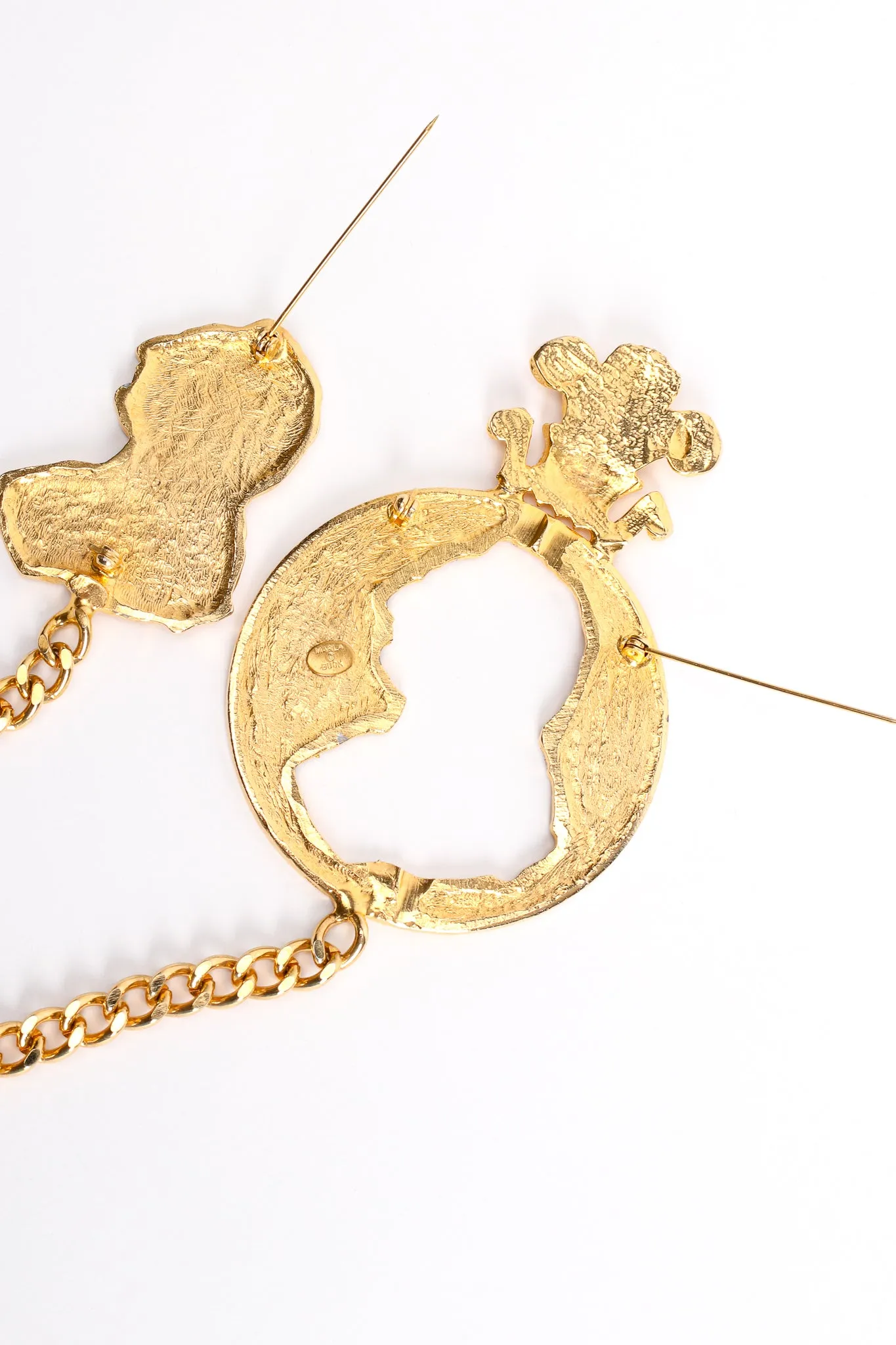Silhouette Coin Cutout Chain Brooch