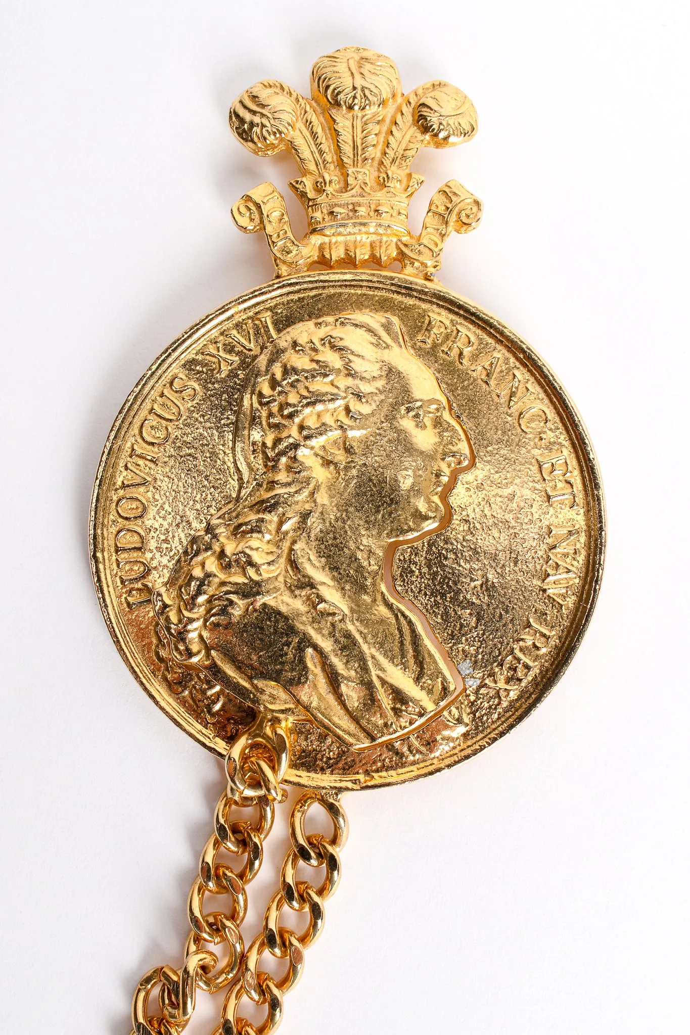 Silhouette Coin Cutout Chain Brooch