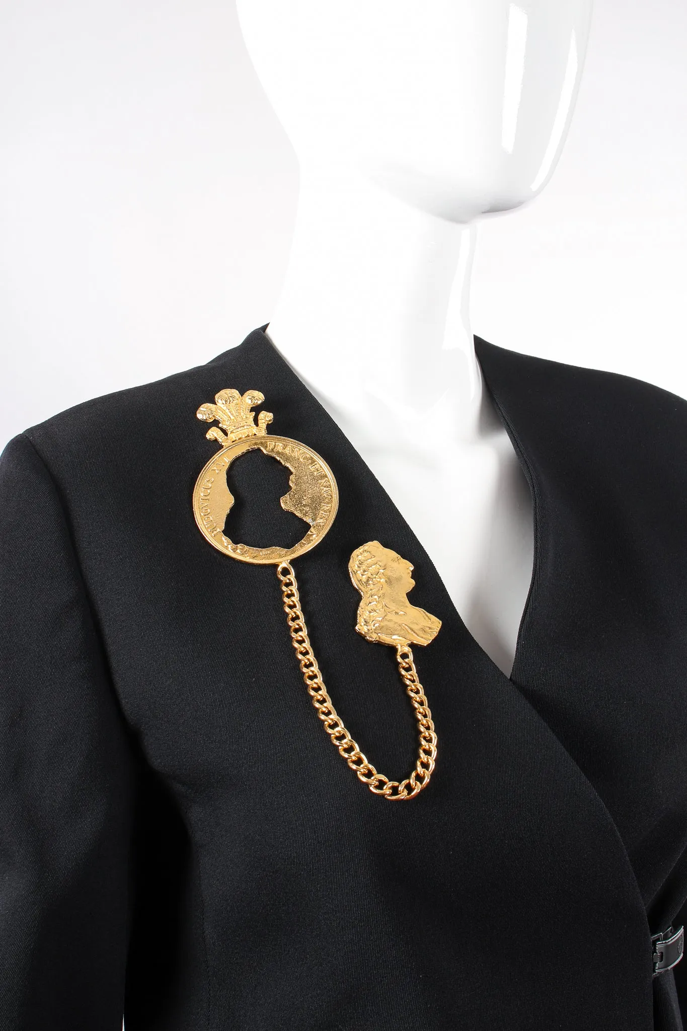 Silhouette Coin Cutout Chain Brooch