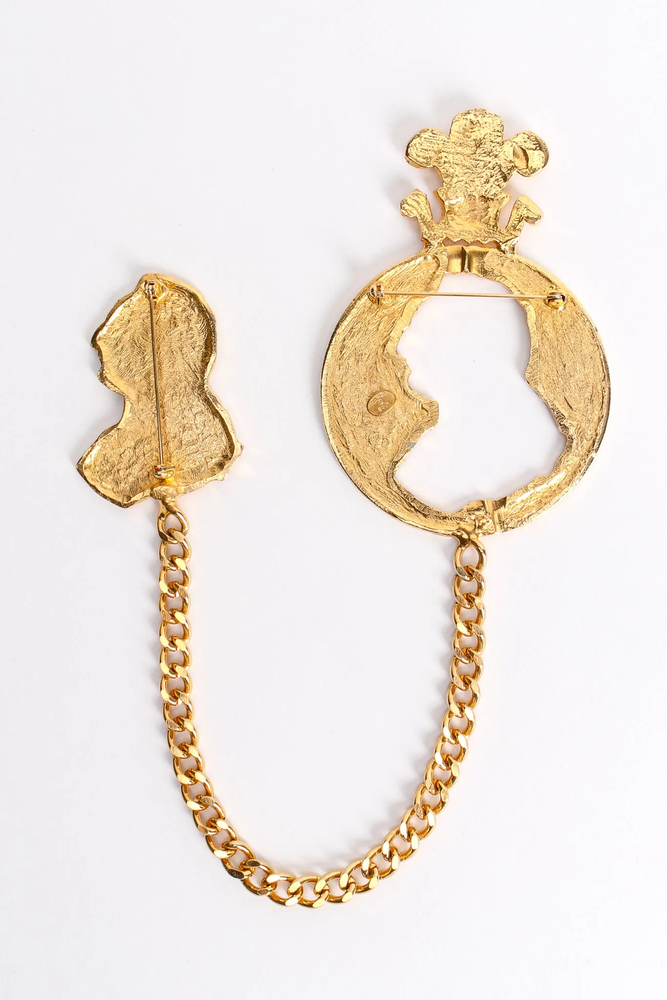 Silhouette Coin Cutout Chain Brooch