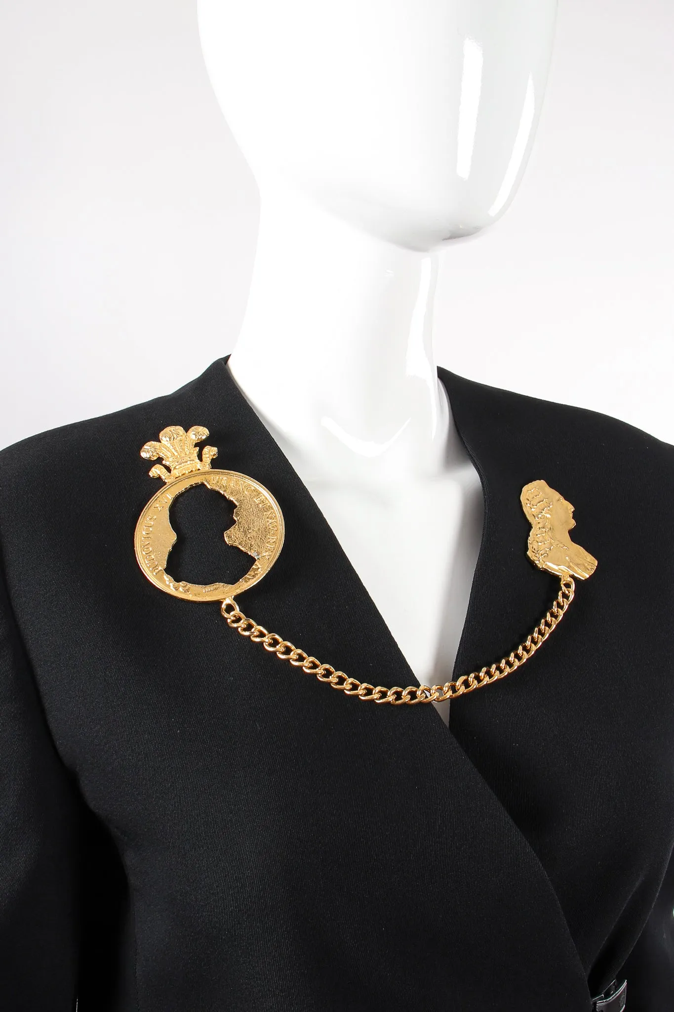 Silhouette Coin Cutout Chain Brooch
