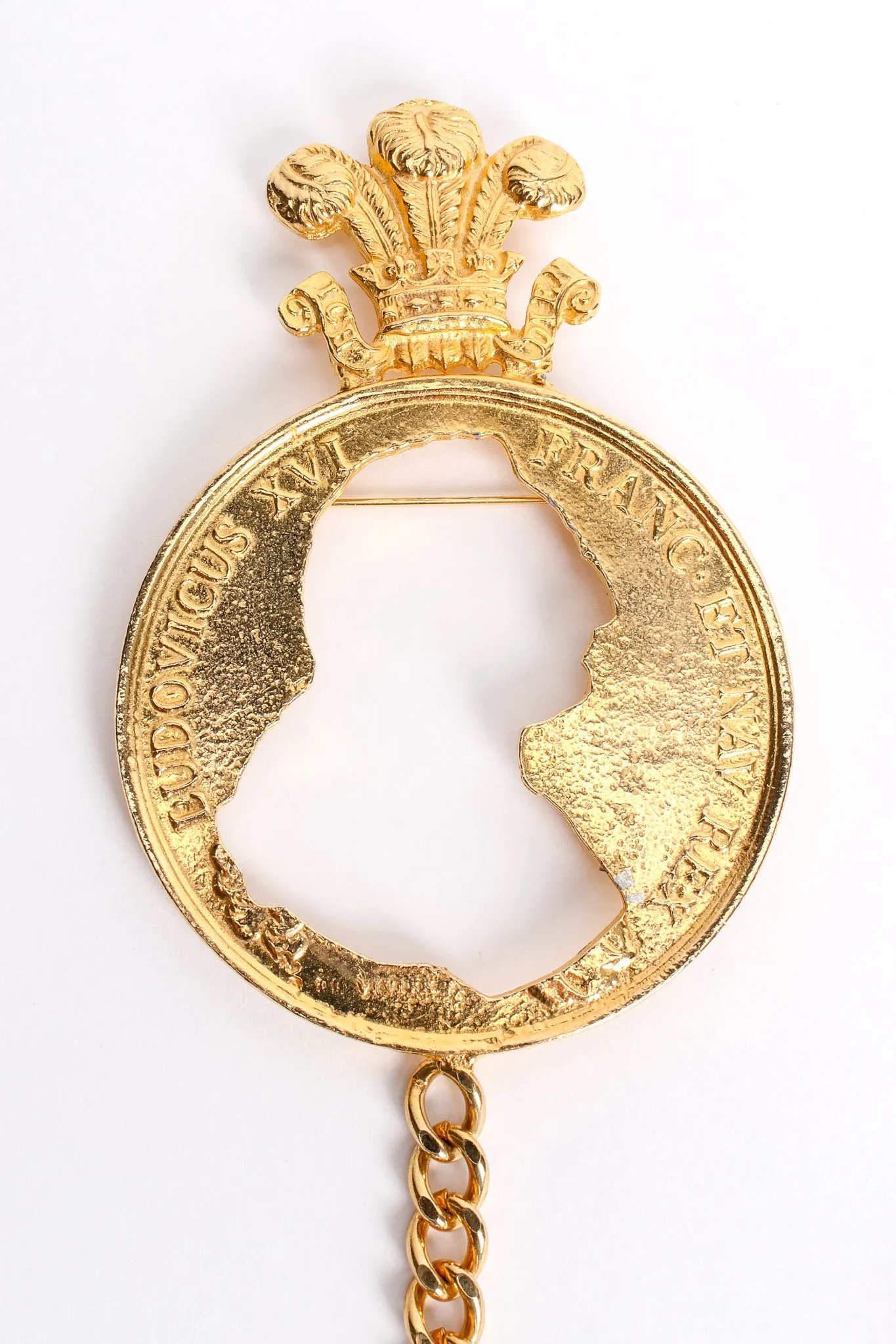 Silhouette Coin Cutout Chain Brooch