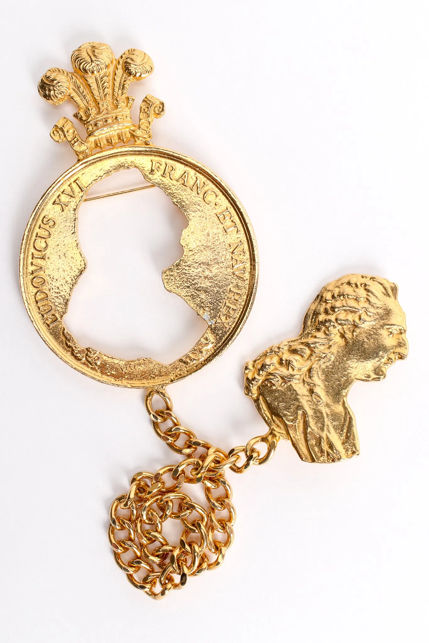 Silhouette Coin Cutout Chain Brooch