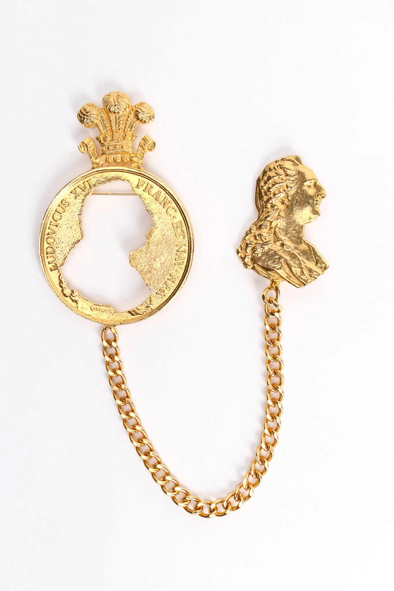 Silhouette Coin Cutout Chain Brooch