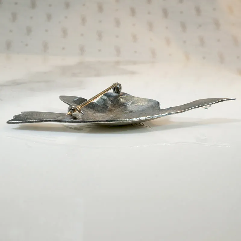 Silver & Turquoise Bird in Flight Brooch