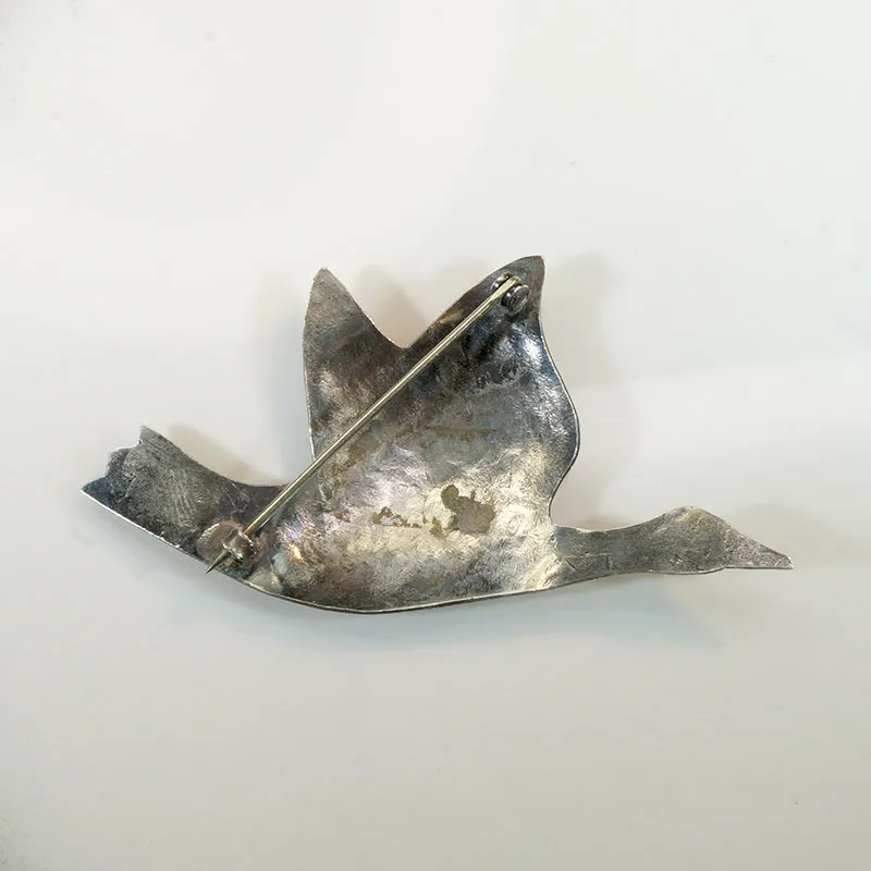 Silver & Turquoise Bird in Flight Brooch