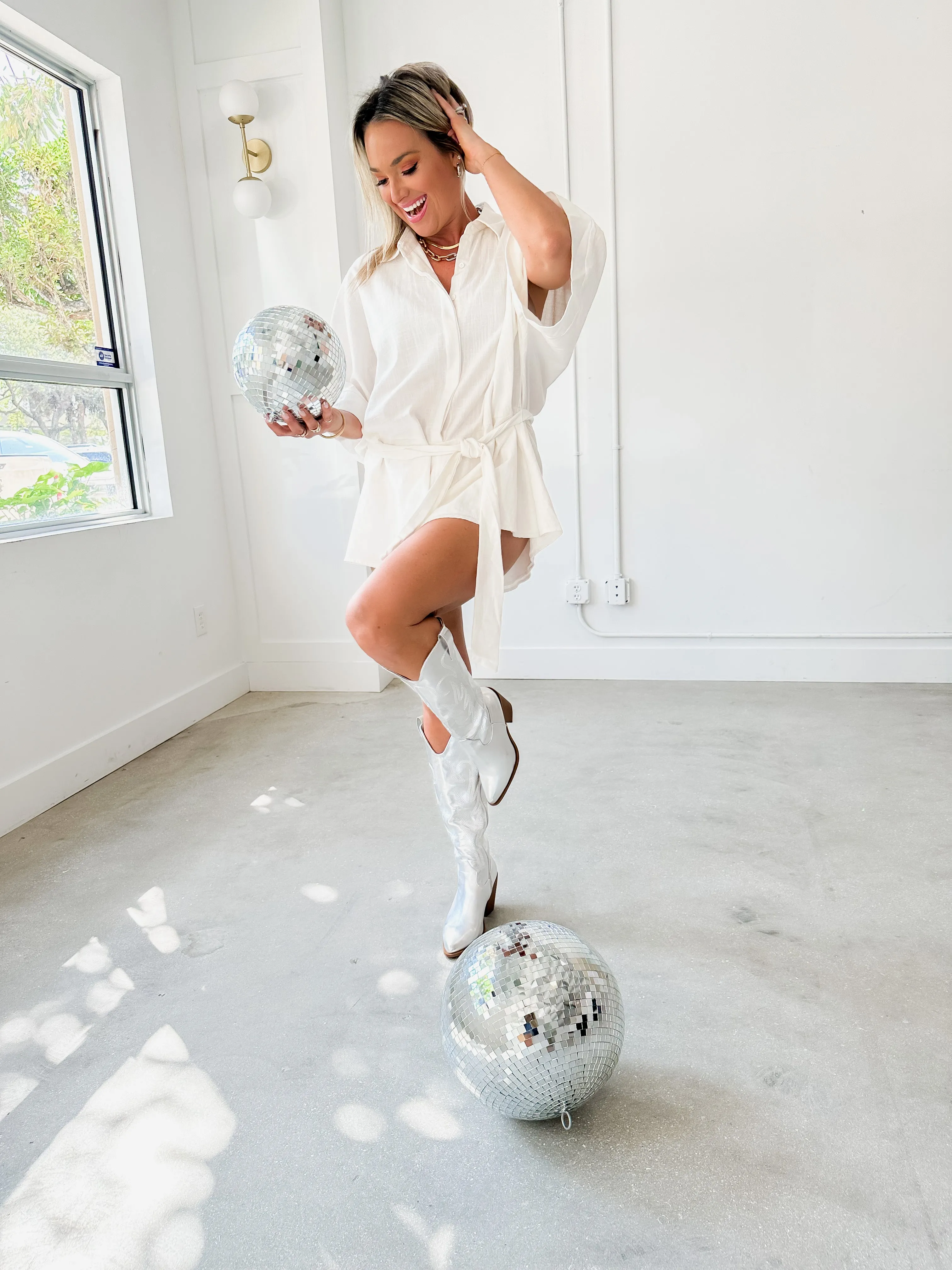 Silver Tall Boots