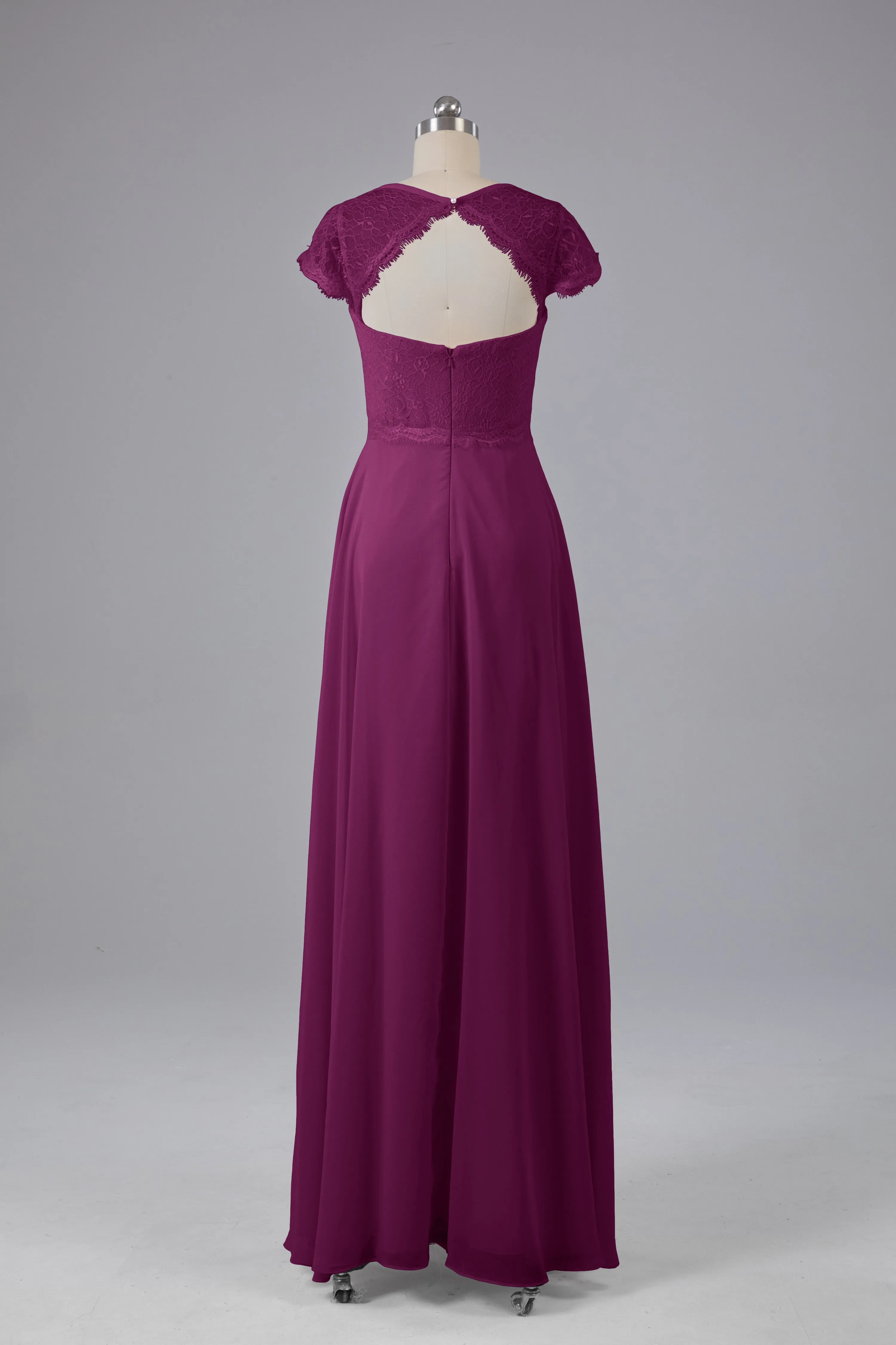 Simple Cap Sleeves Long Bridesmaid Dresses