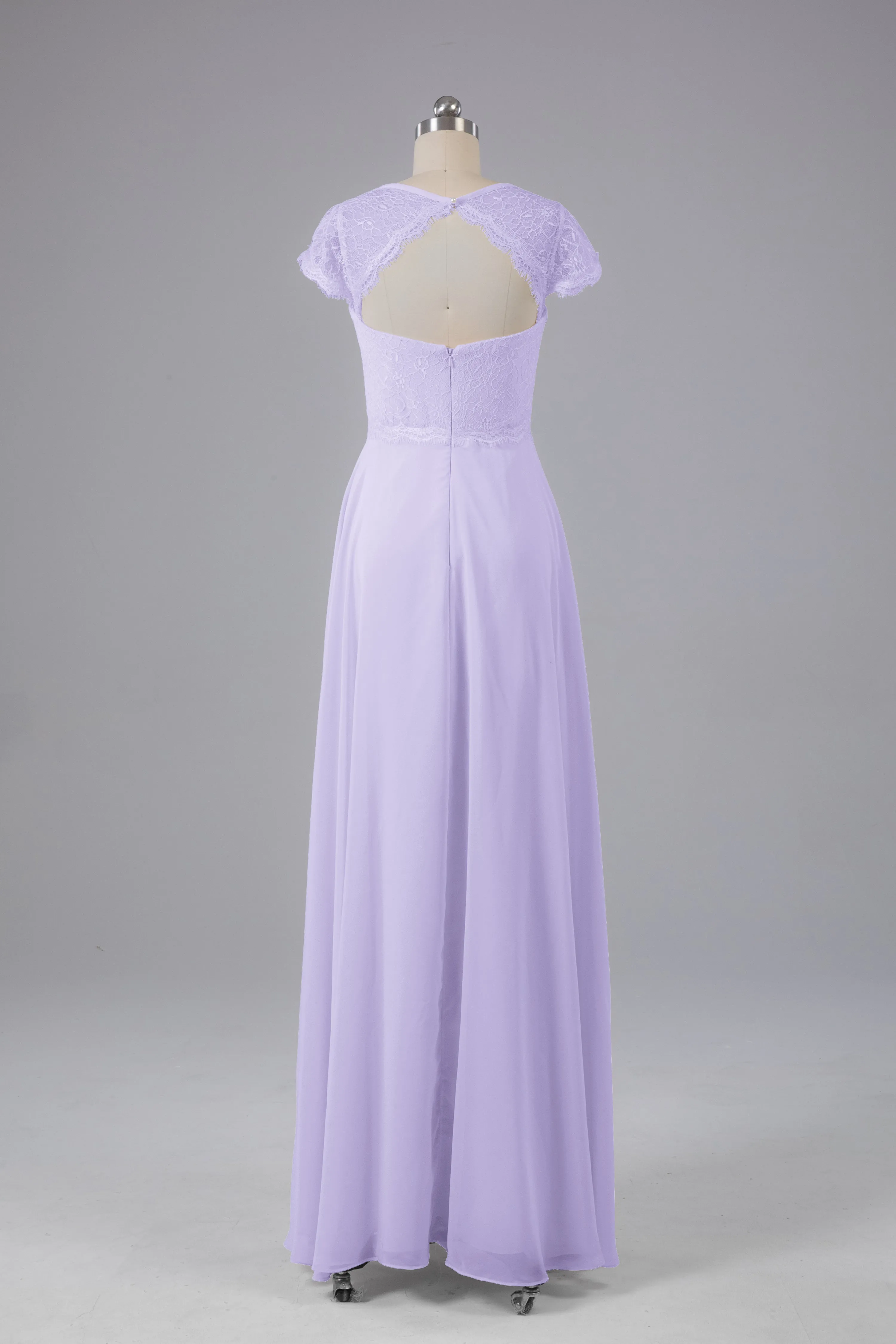 Simple Cap Sleeves Long Bridesmaid Dresses