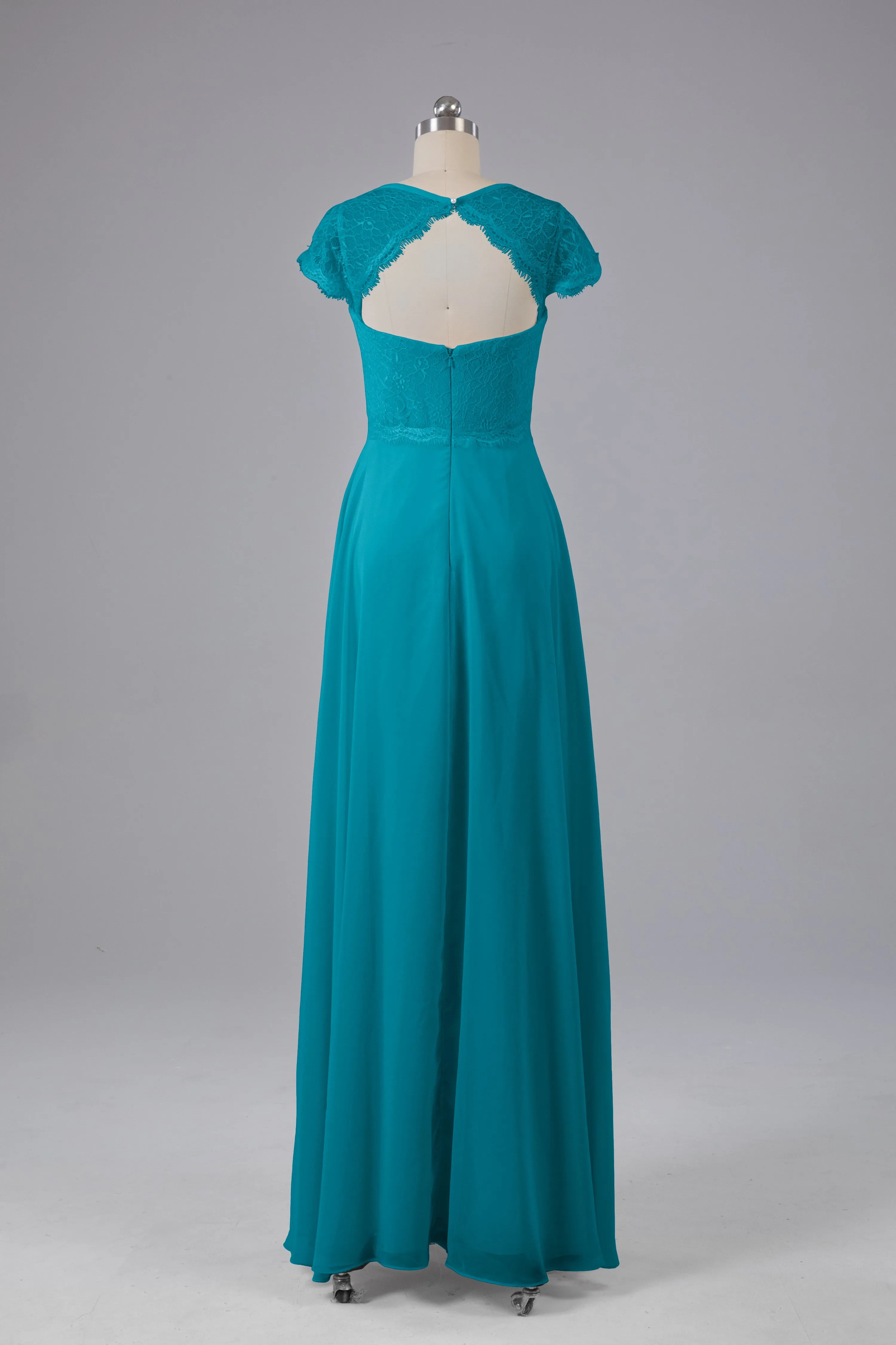 Simple Cap Sleeves Long Bridesmaid Dresses