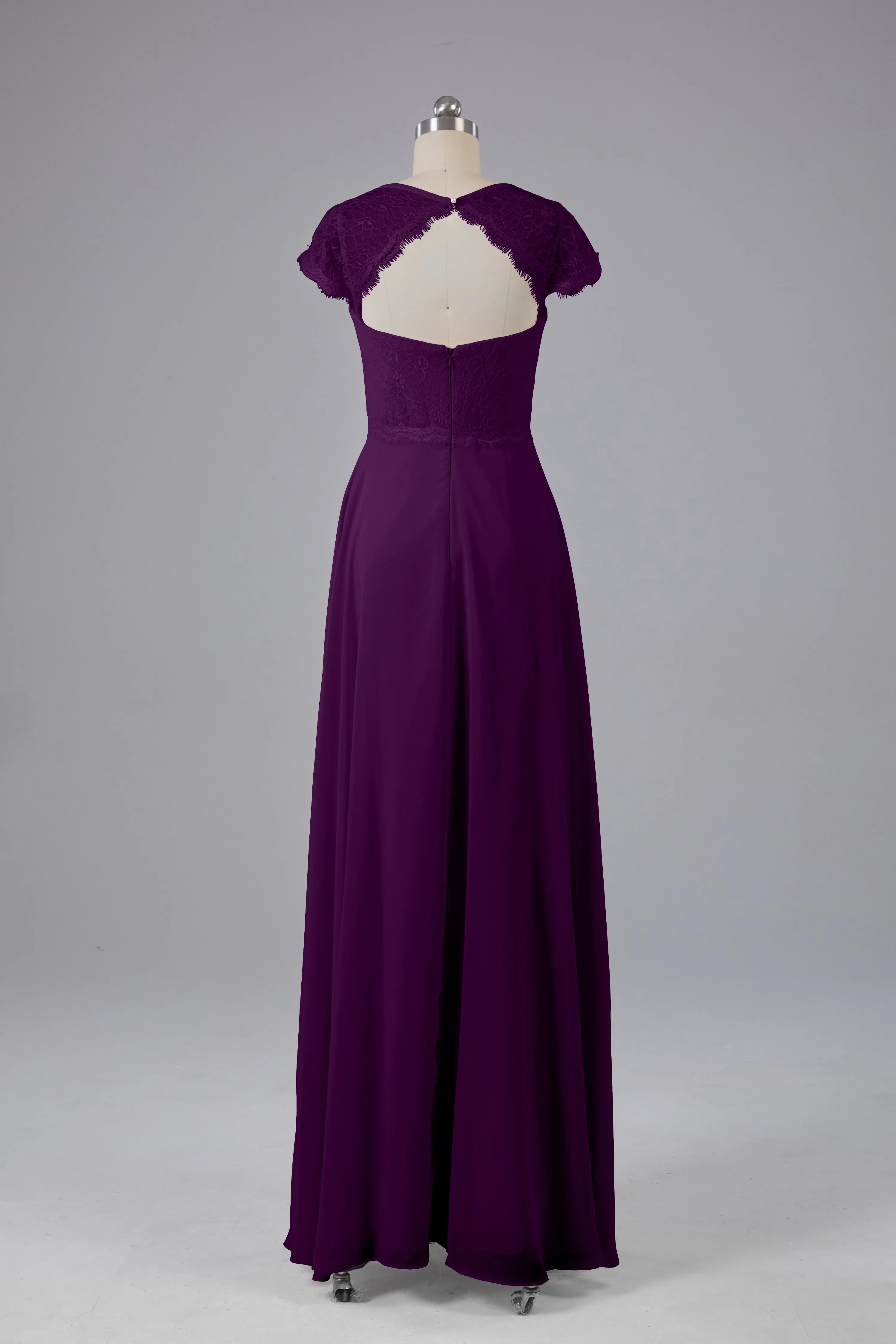 Simple Cap Sleeves Long Bridesmaid Dresses