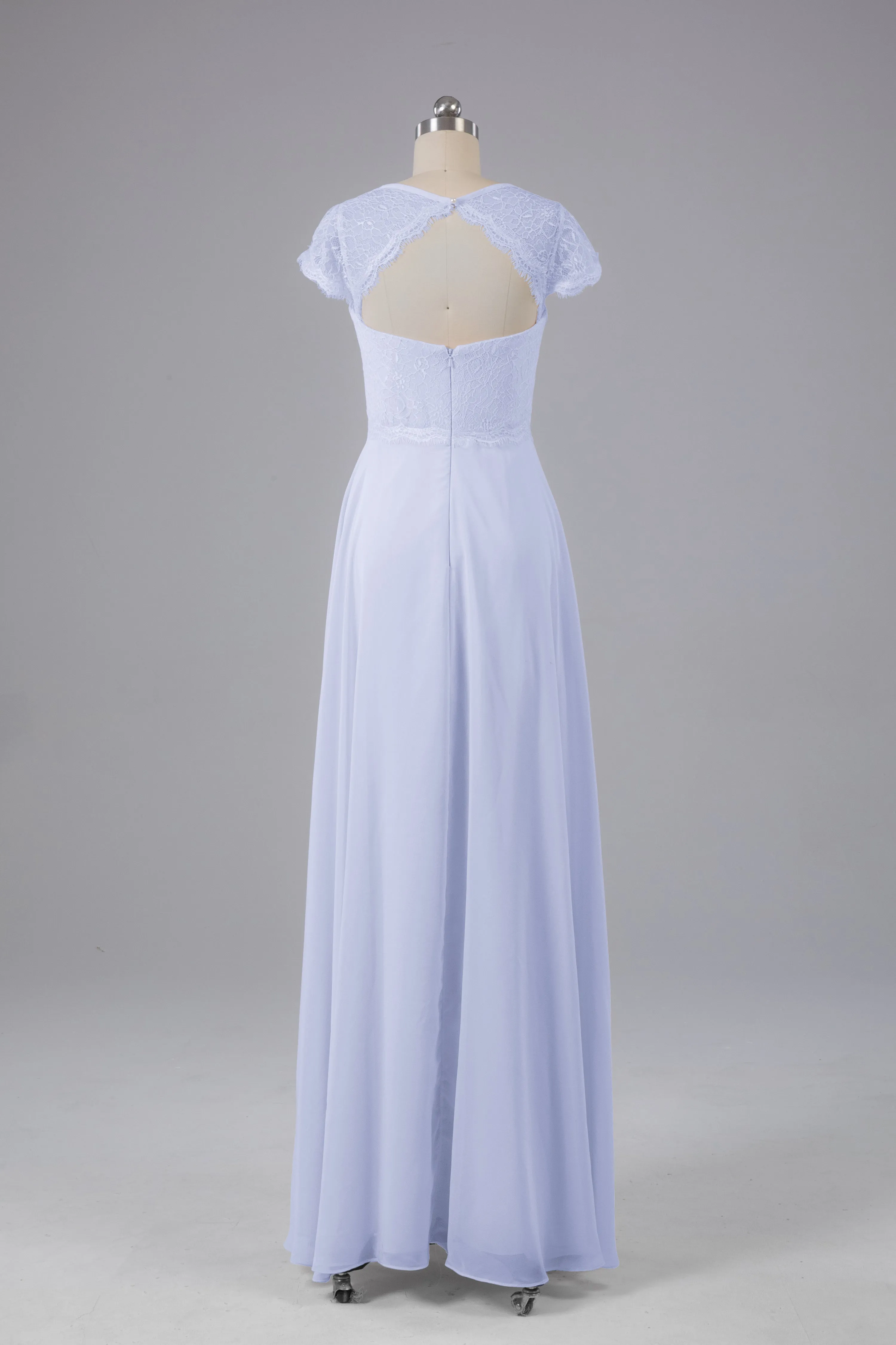 Simple Cap Sleeves Long Bridesmaid Dresses
