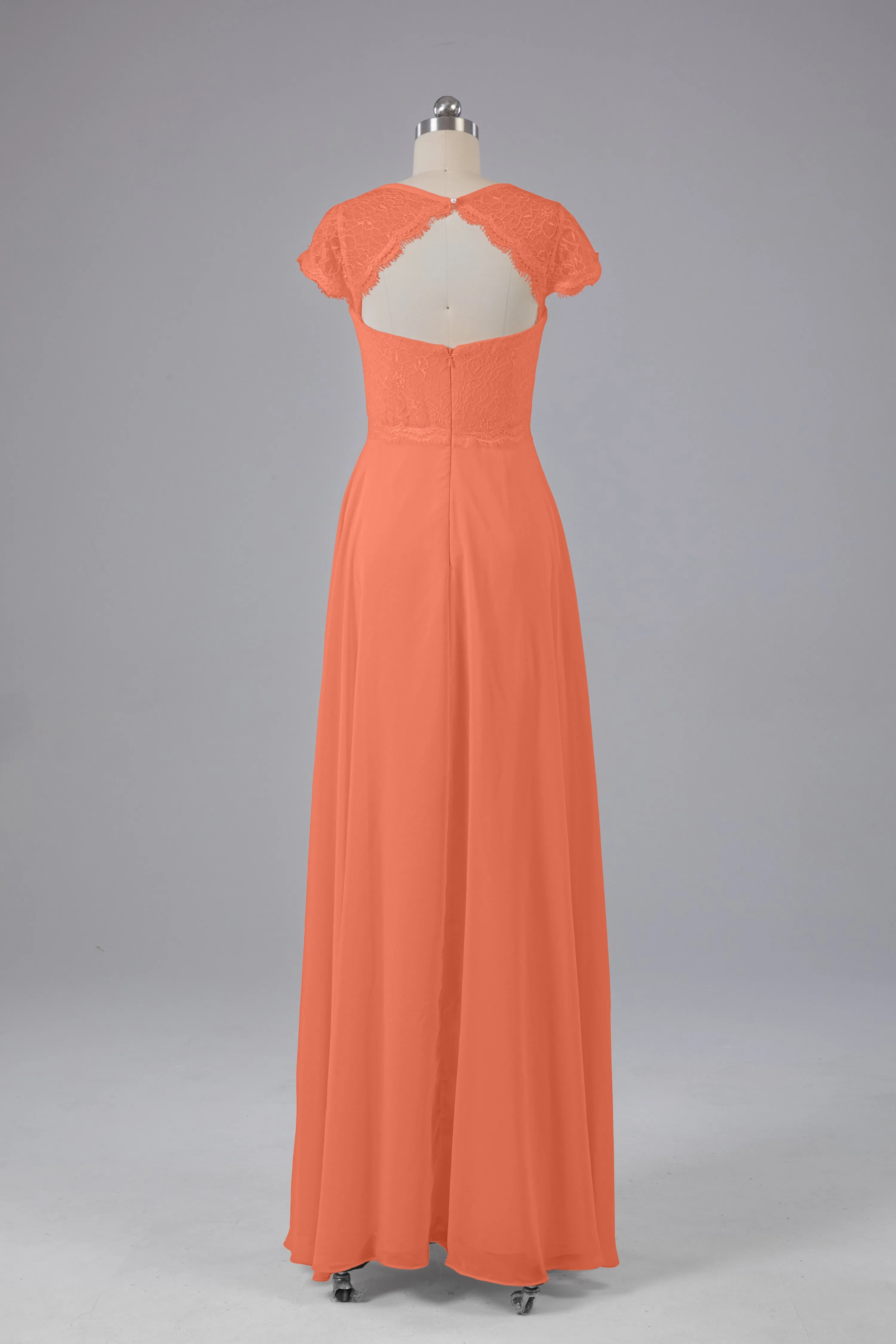 Simple Cap Sleeves Long Bridesmaid Dresses