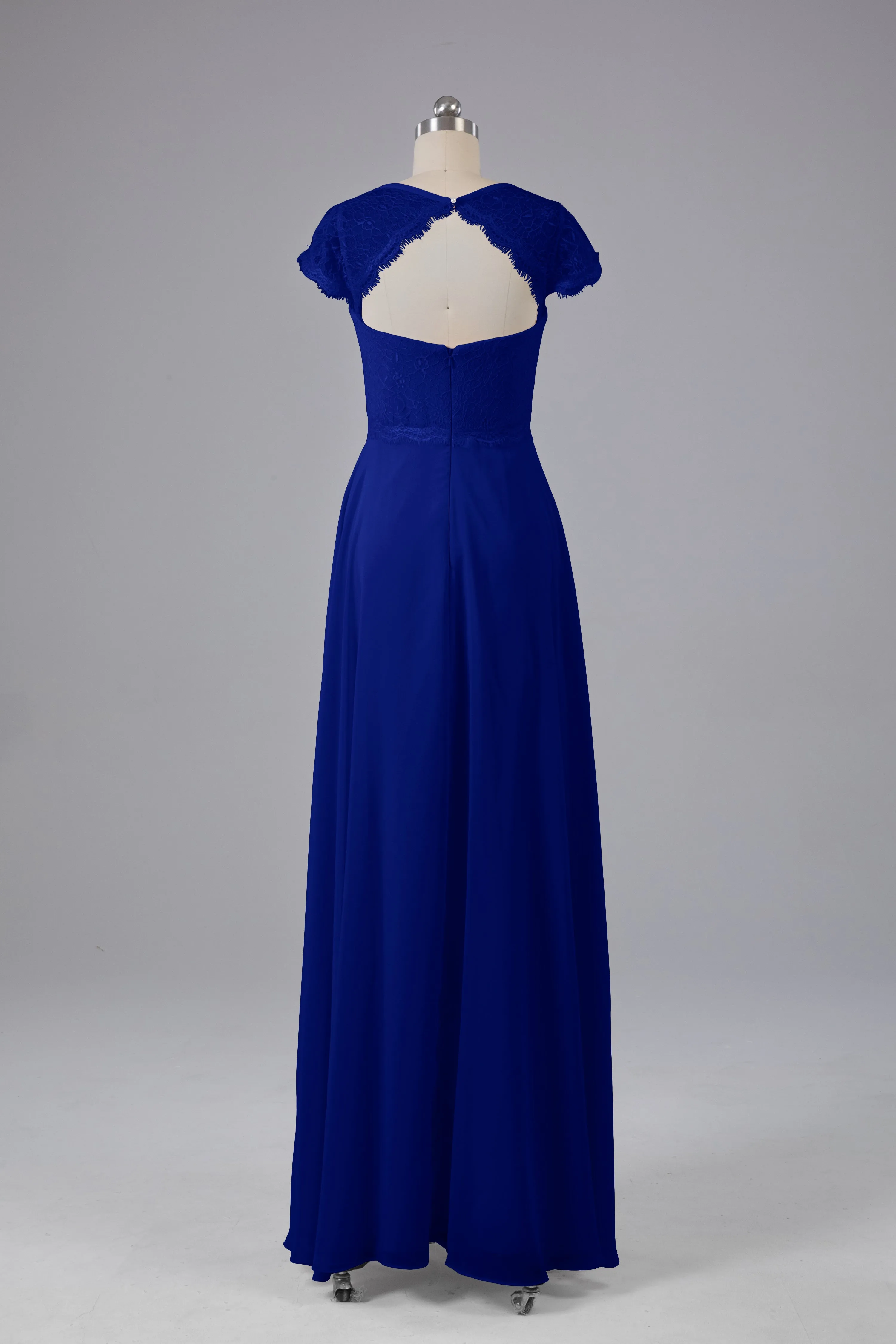 Simple Cap Sleeves Long Bridesmaid Dresses