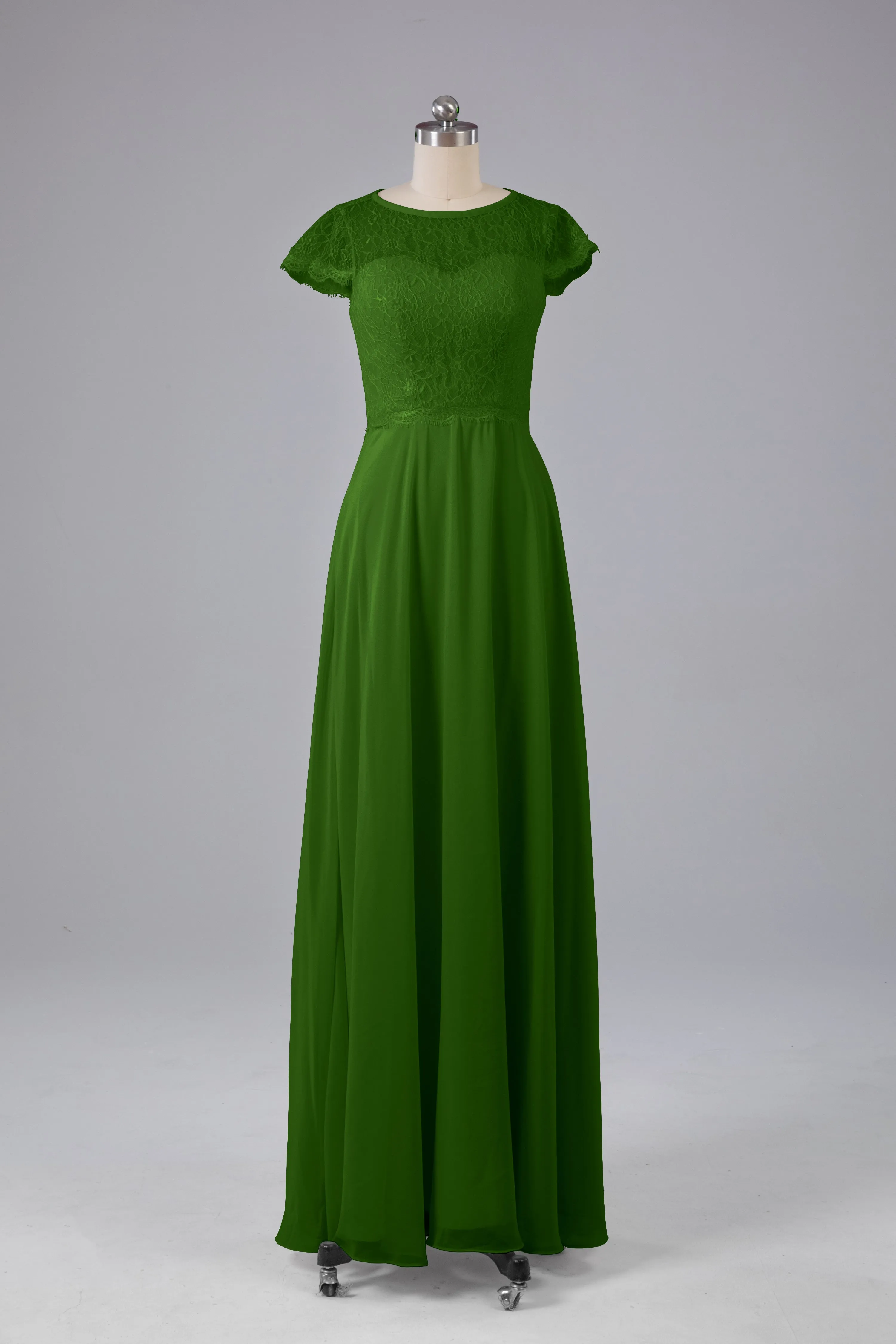 Simple Cap Sleeves Long Bridesmaid Dresses
