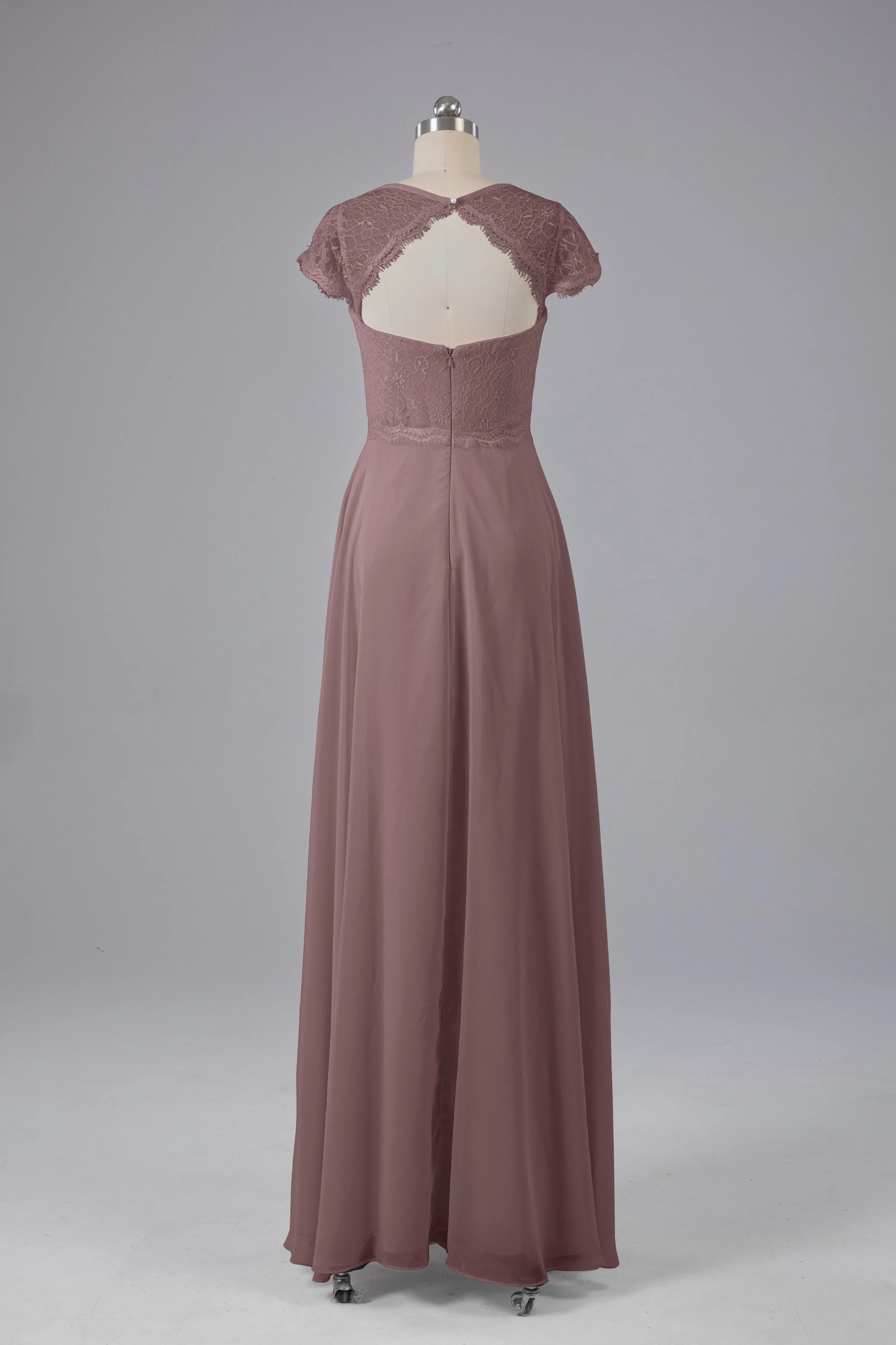 Simple Cap Sleeves Long Bridesmaid Dresses