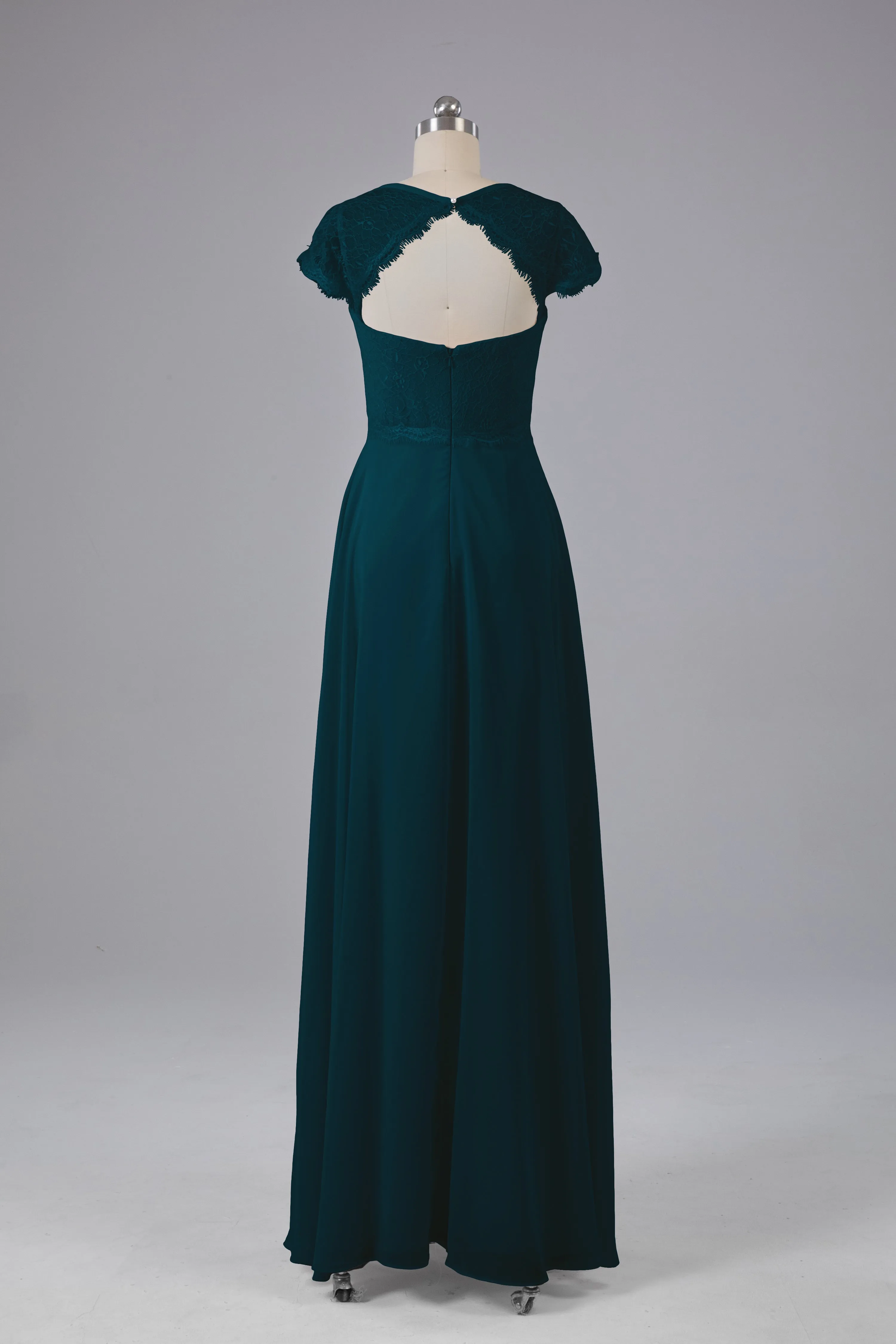 Simple Cap Sleeves Long Bridesmaid Dresses