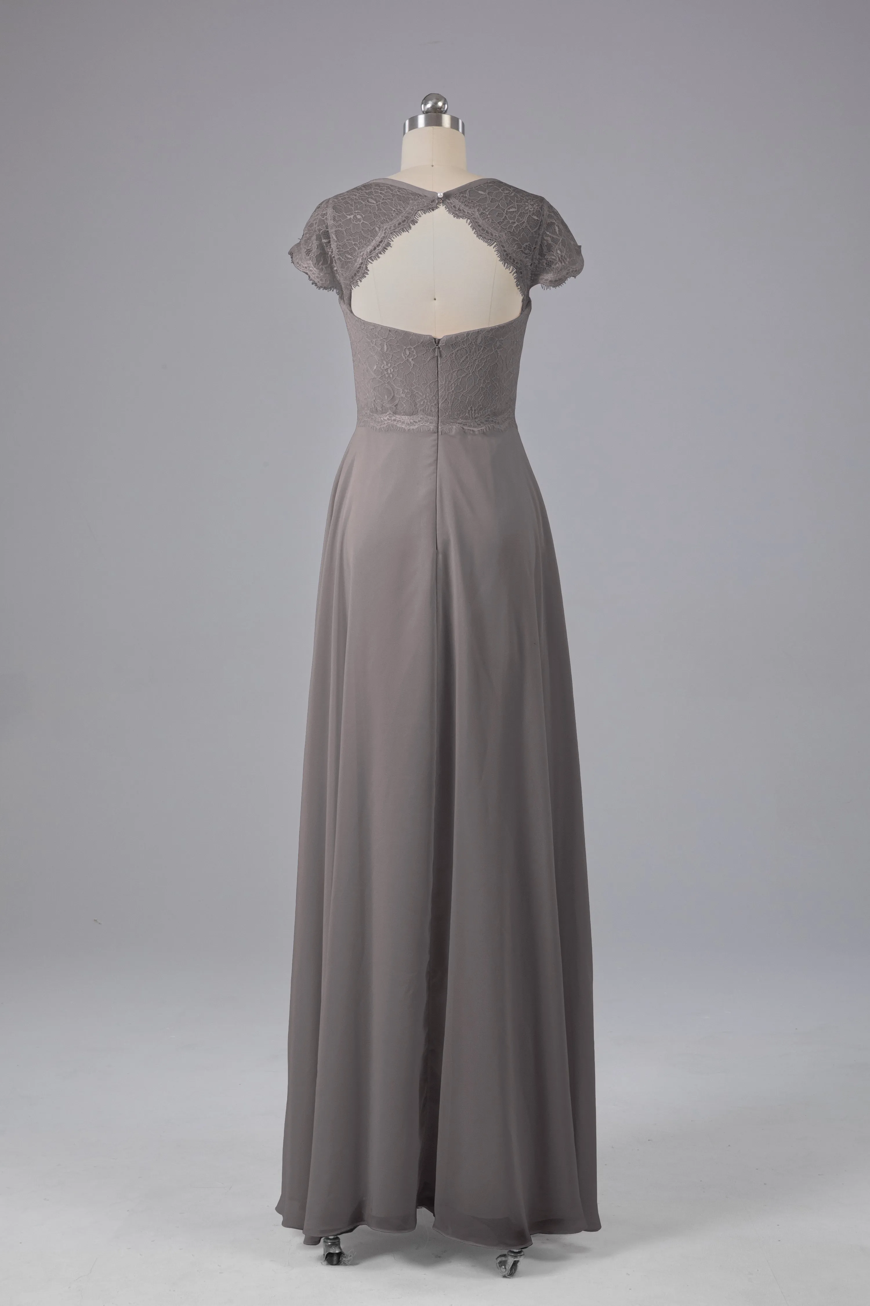Simple Cap Sleeves Long Bridesmaid Dresses