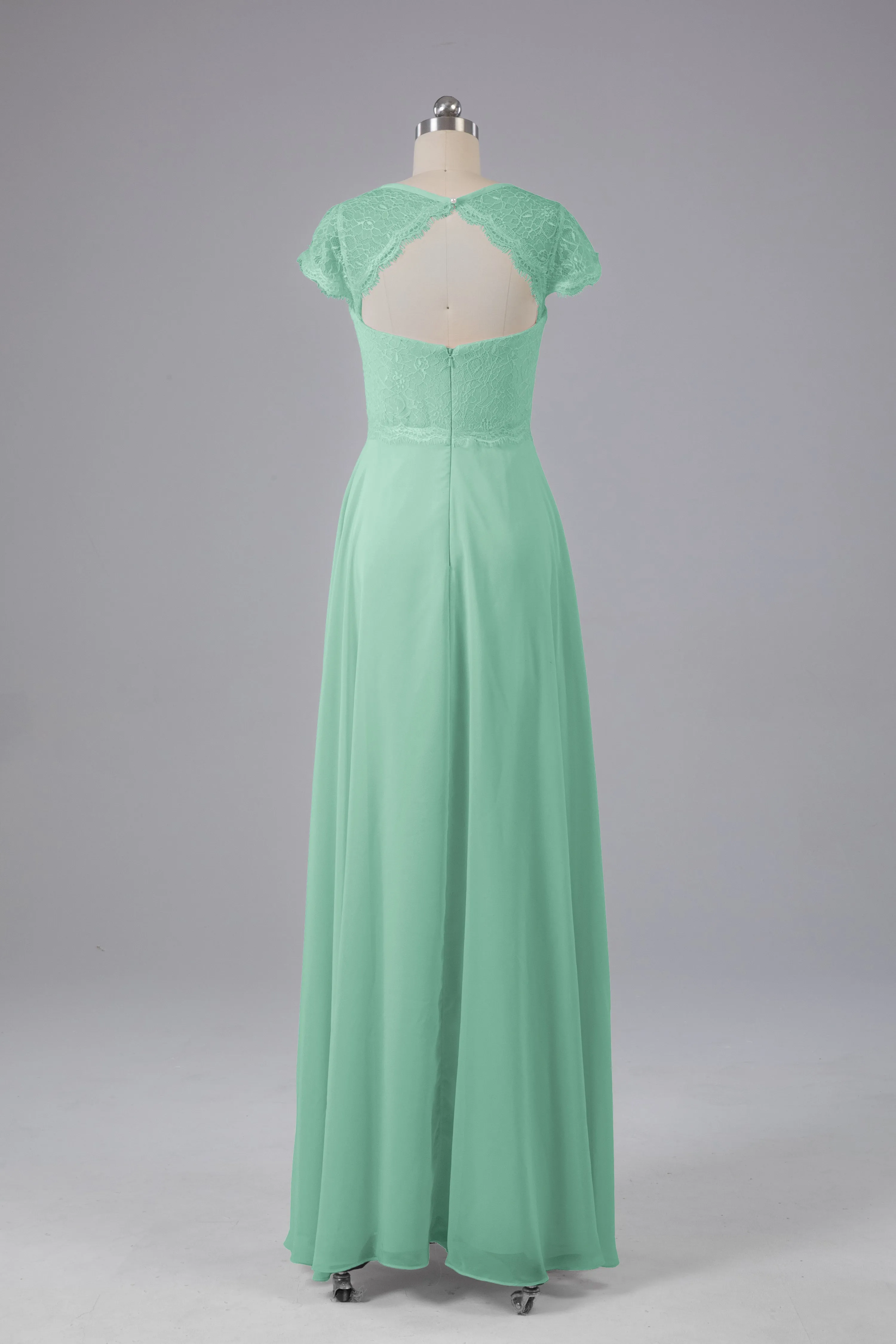 Simple Cap Sleeves Long Bridesmaid Dresses