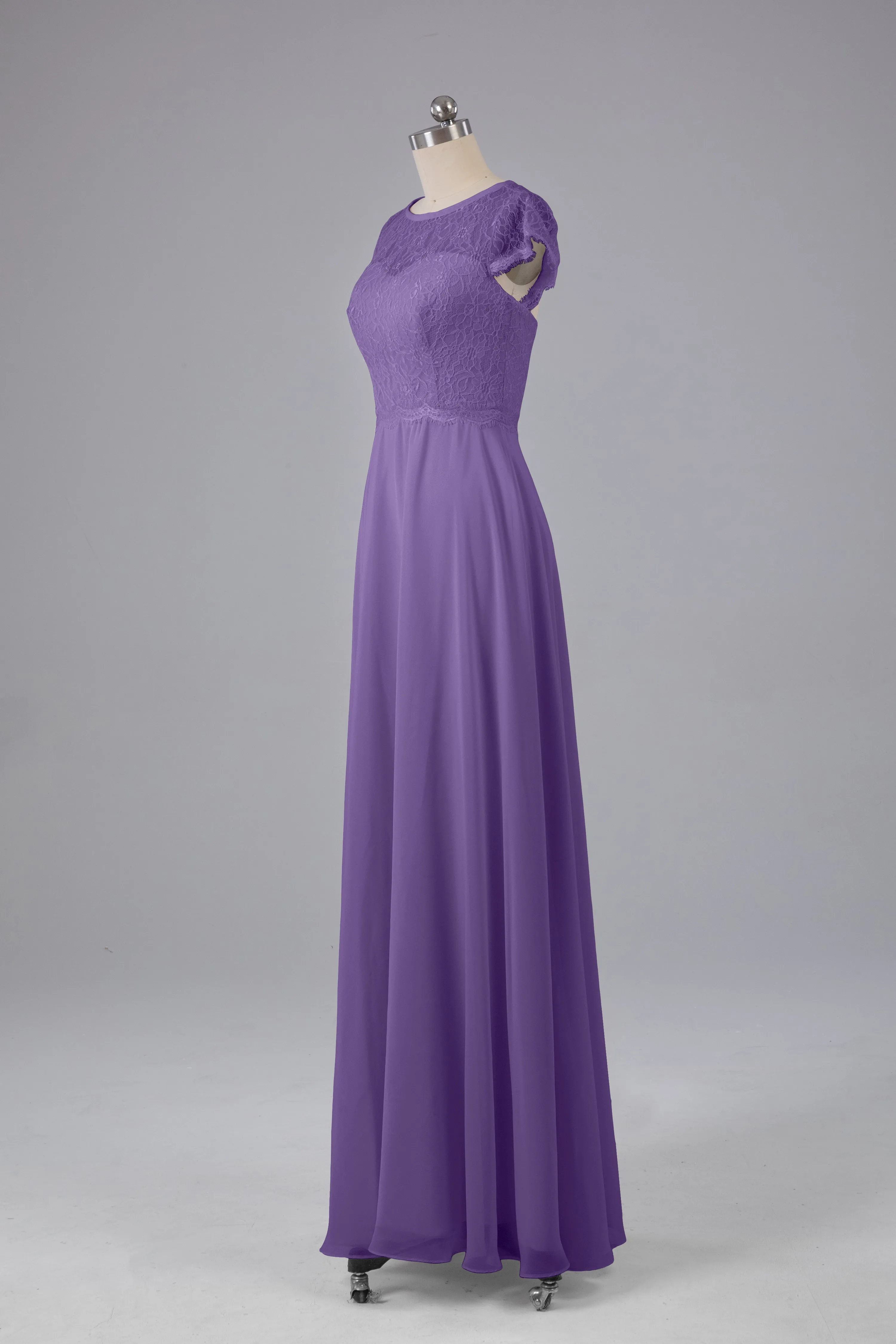 Simple Cap Sleeves Long Bridesmaid Dresses