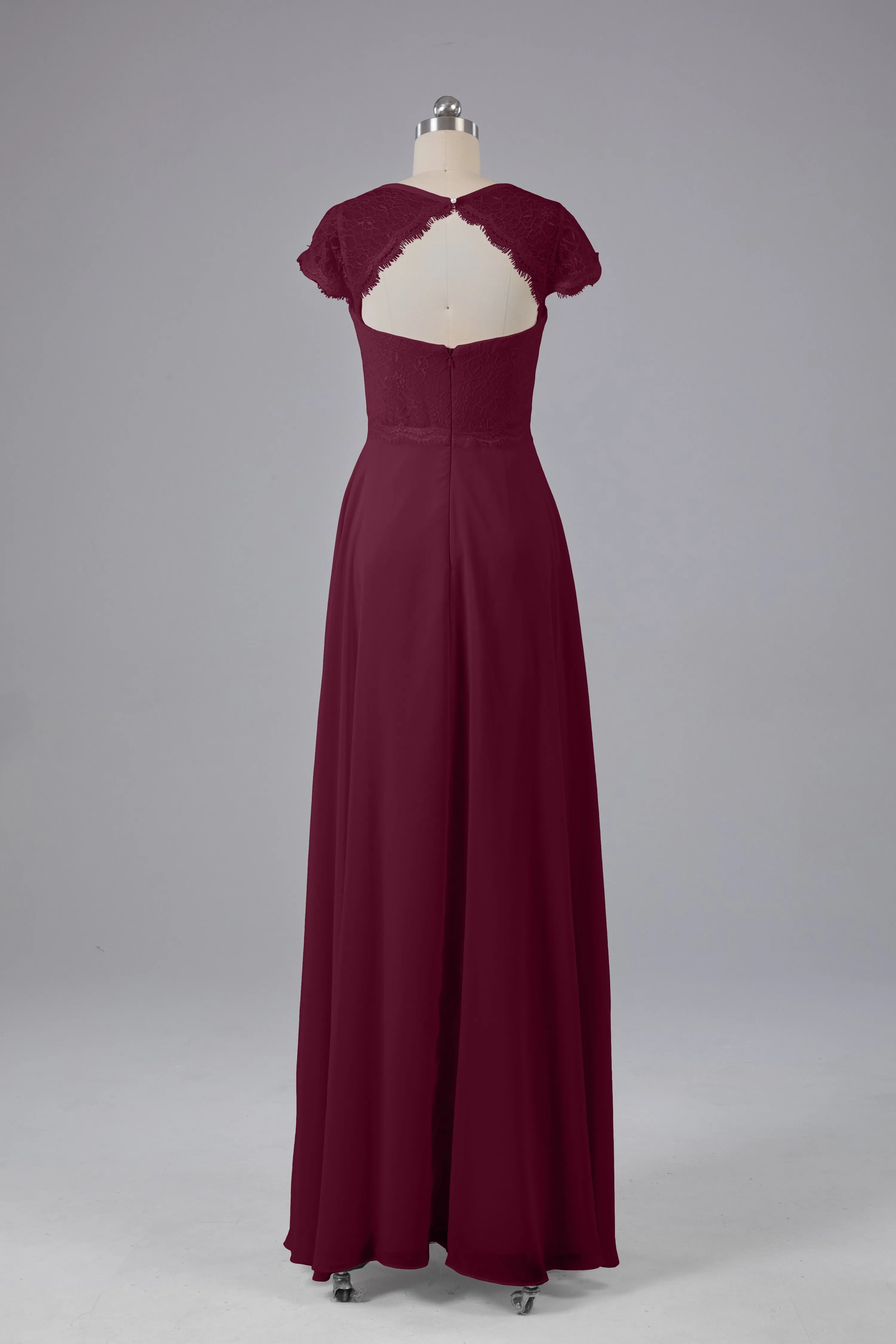 Simple Cap Sleeves Long Bridesmaid Dresses