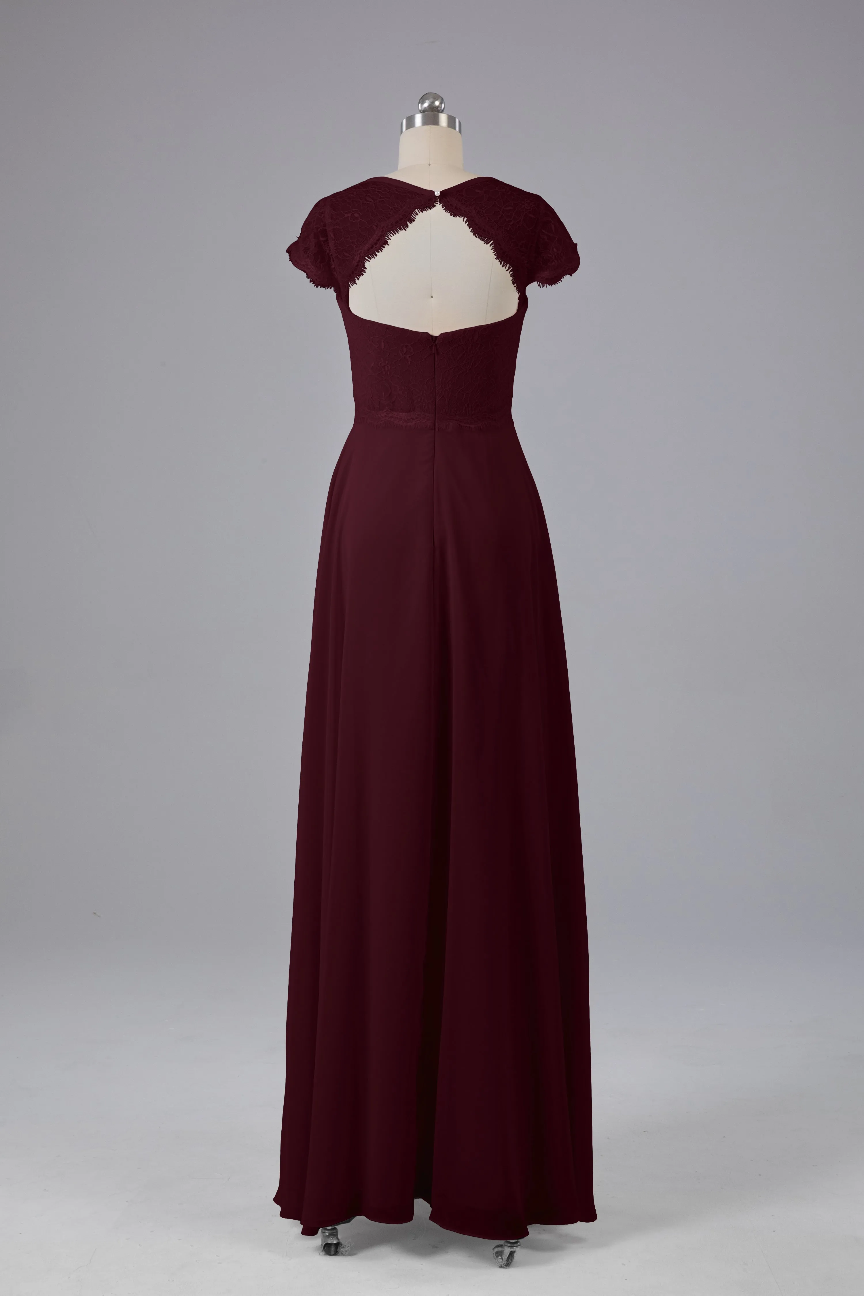 Simple Cap Sleeves Long Bridesmaid Dresses