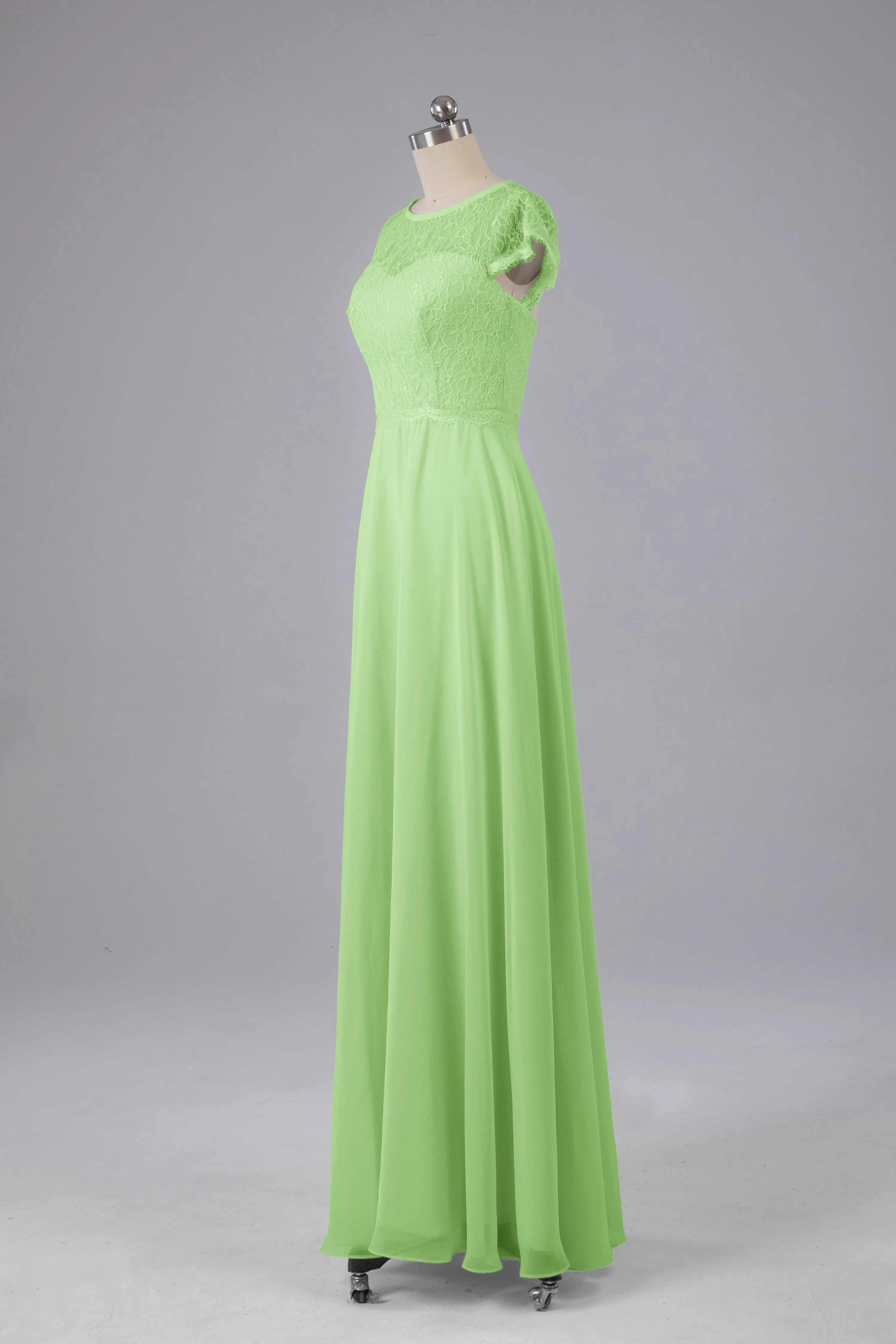 Simple Cap Sleeves Long Bridesmaid Dresses