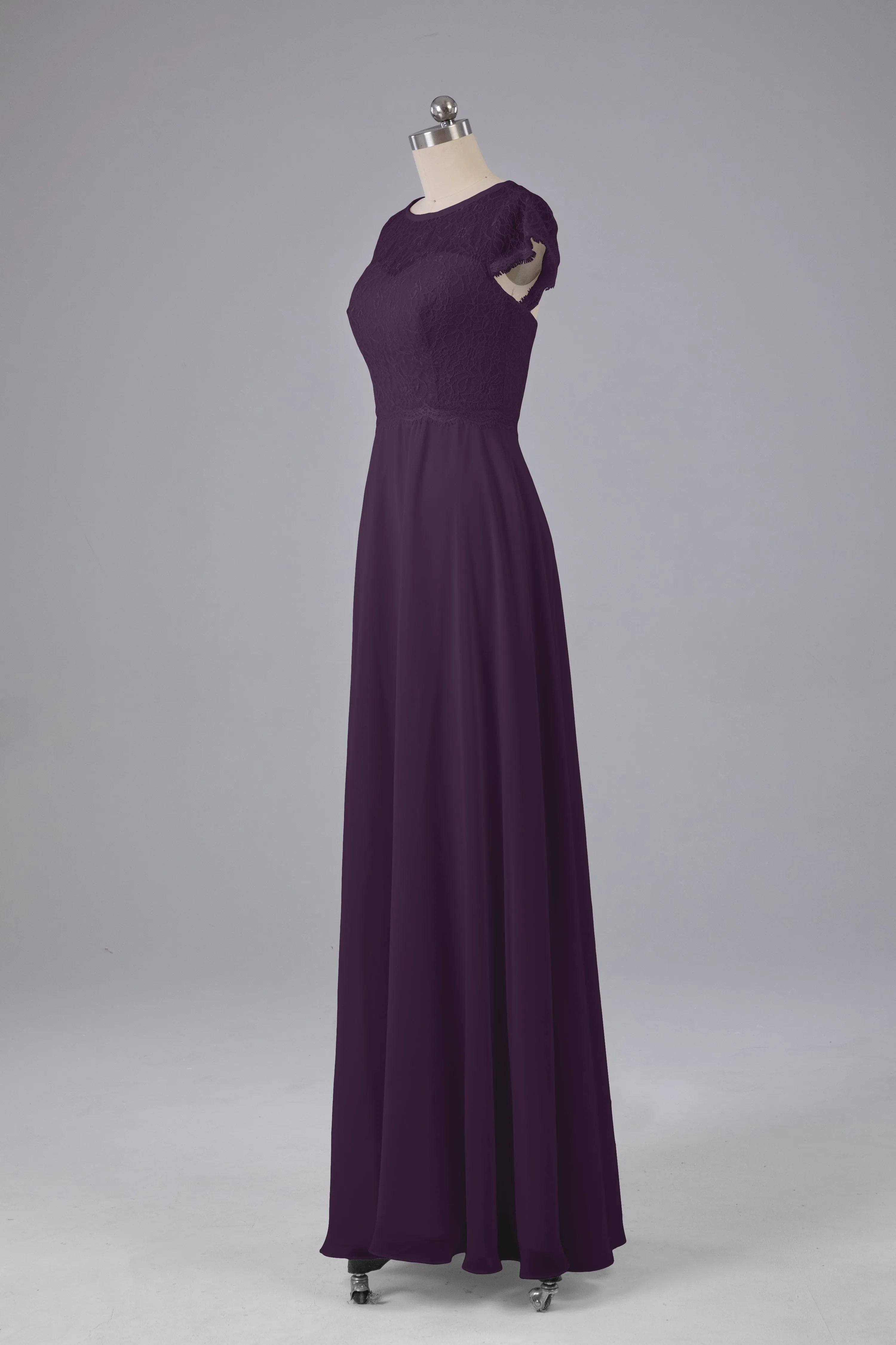 Simple Cap Sleeves Long Bridesmaid Dresses