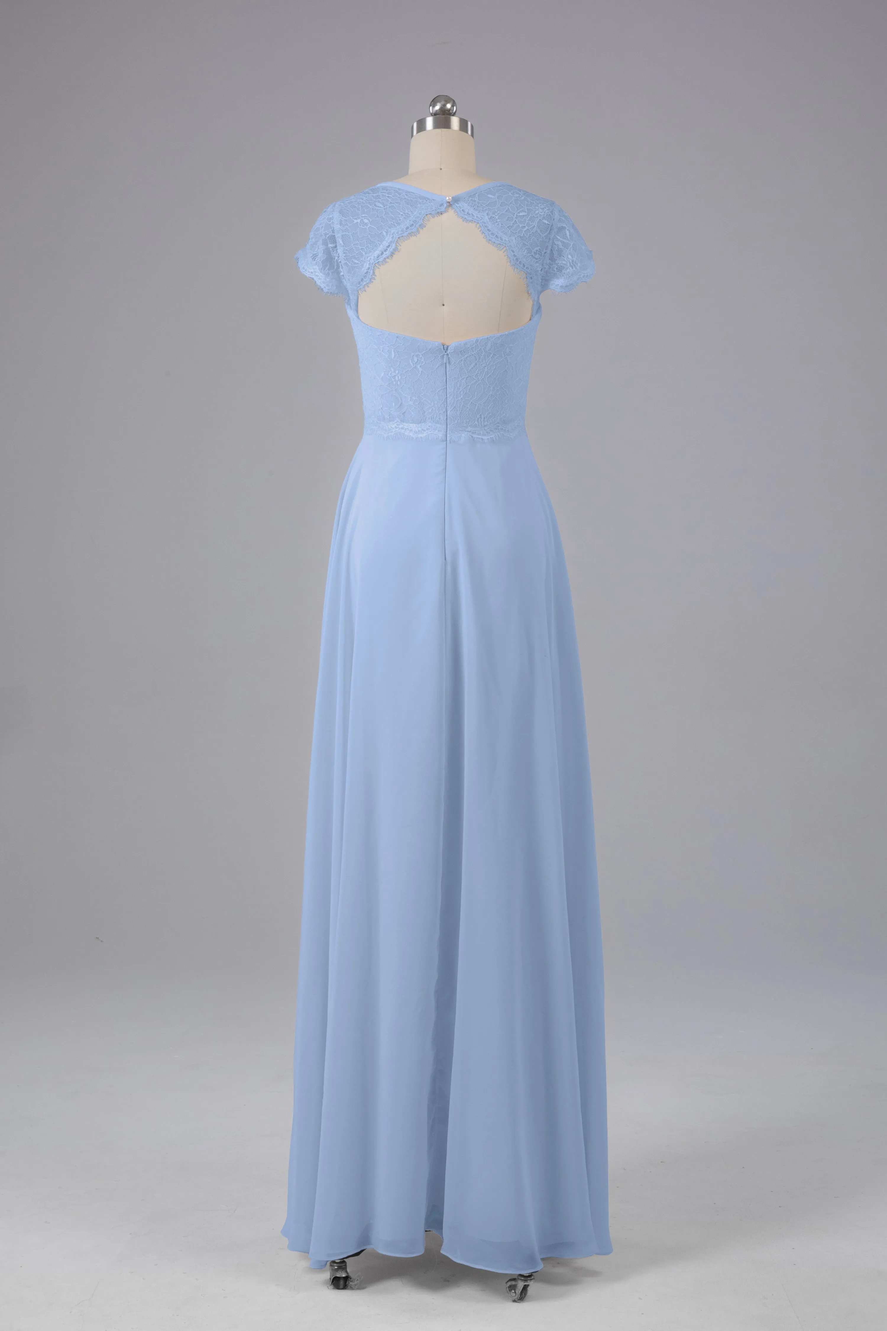 Simple Cap Sleeves Long Bridesmaid Dresses